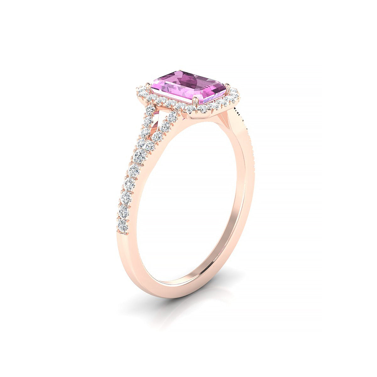 Dream | 18k Rose Gold 7 x 5 mm Emerald Pink Sapphire Ring