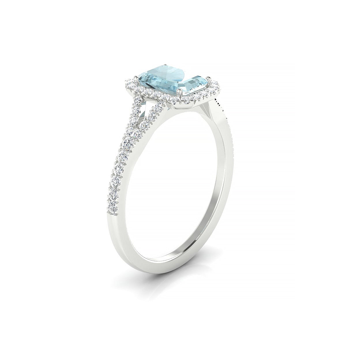 Dream | 18k White Gold 7 x 5 mm Emerald Aquamarine Ring