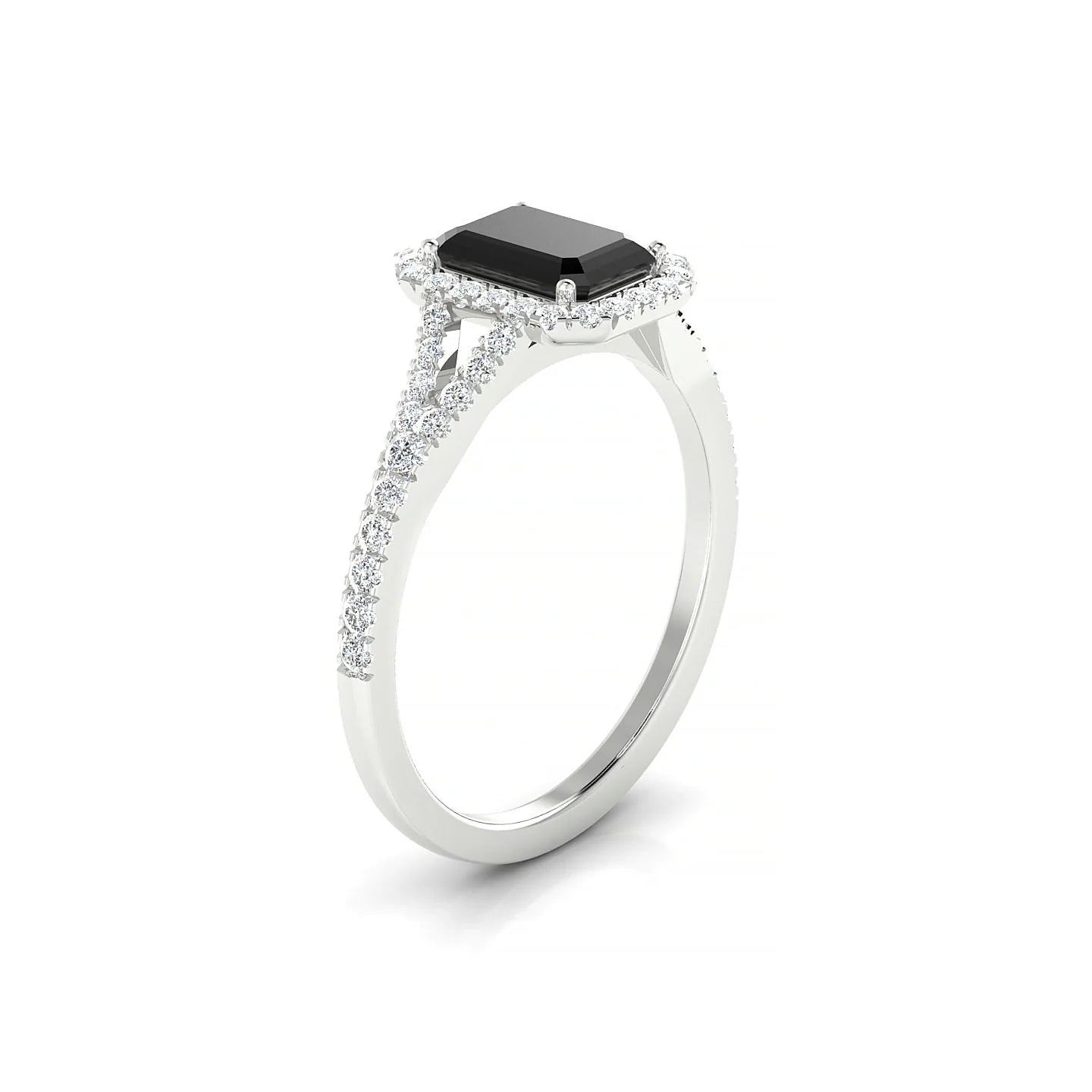 Dream | 18k White Gold 7 x 5 mm Emerald Black Diamond Ring