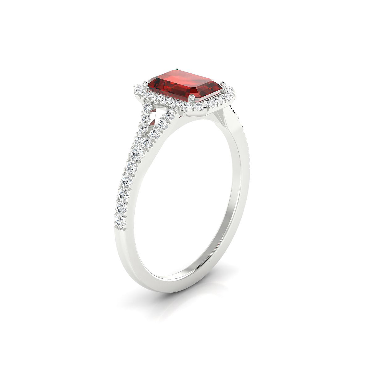 Dream | 18k White Gold 7 x 5 mm Emerald Garnet Ring