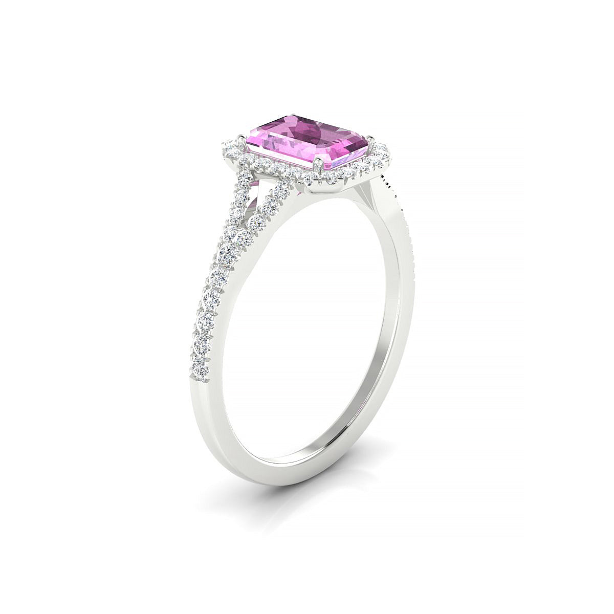 Dream | 18k White Gold 7 x 5 mm Emerald Pink Sapphire Ring