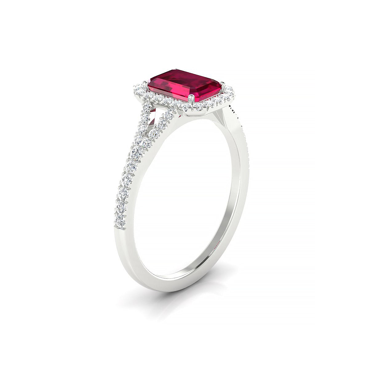 Dream | 18k White Gold 7 x 5 mm Emerald Ruby Ring