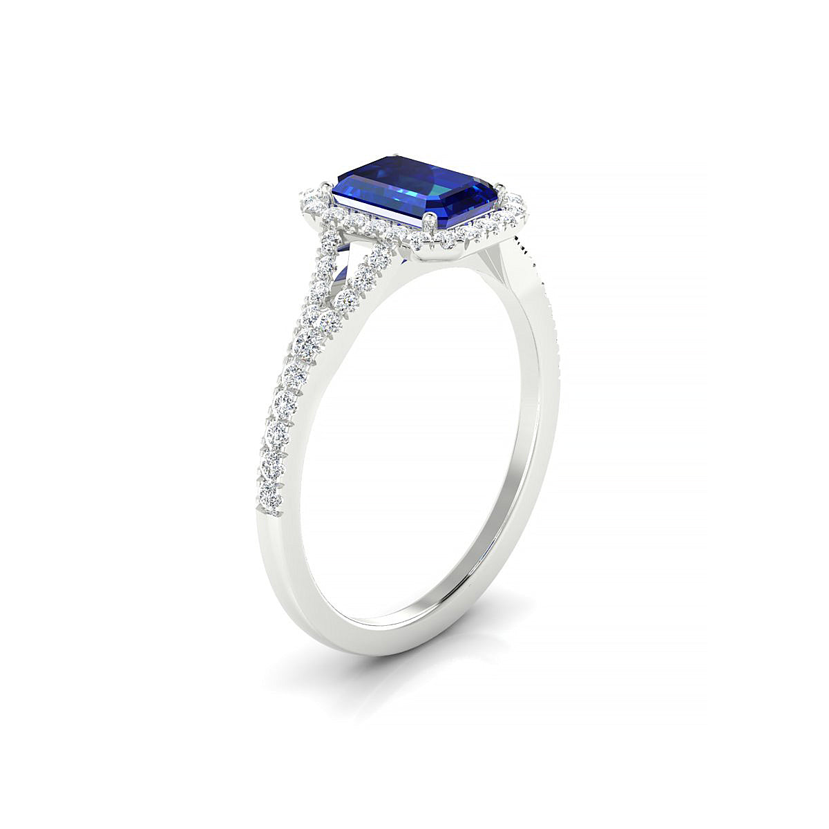 Dream | 18k White Gold 7 x 5 mm Emerald Sapphire Ring
