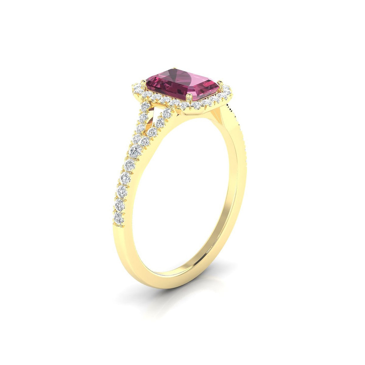 Dream | 18k Yellow Gold 7 x 5 mm Emerald Rhodolite Ring