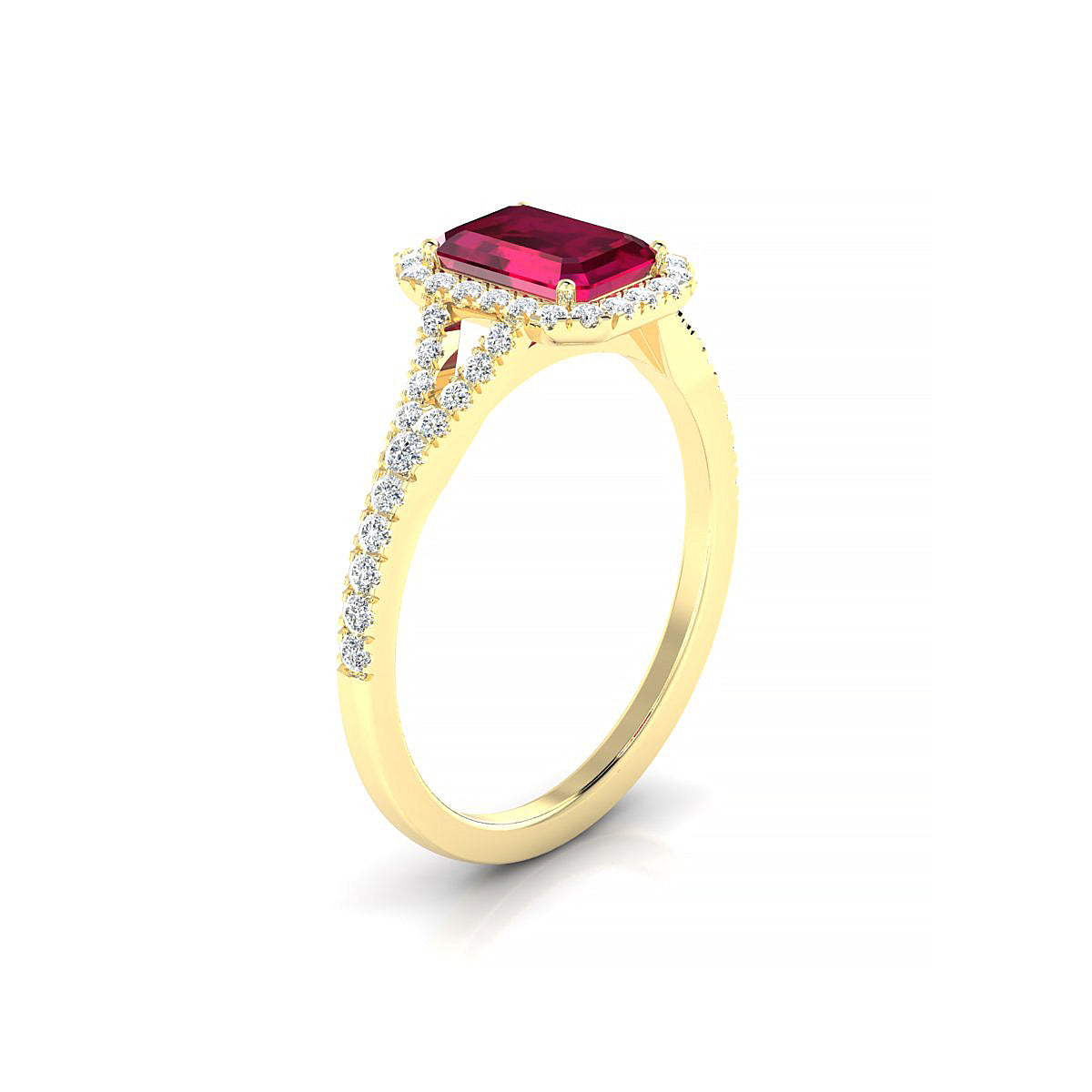 Dream | 18k Yellow Gold 7 x 5 mm Emerald Ruby Ring