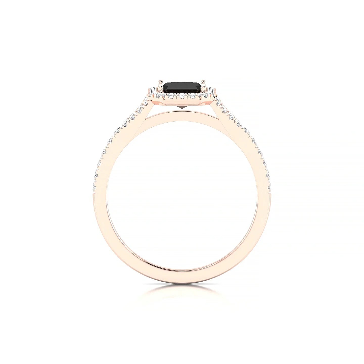 Dream | 18k Rose Gold 7 x 5 mm Emerald Black Diamond Ring