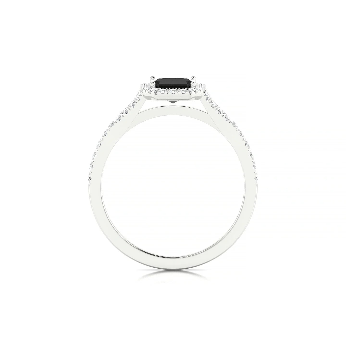 Dream | 18k White Gold 7 x 5 mm Emerald Black Diamond Ring
