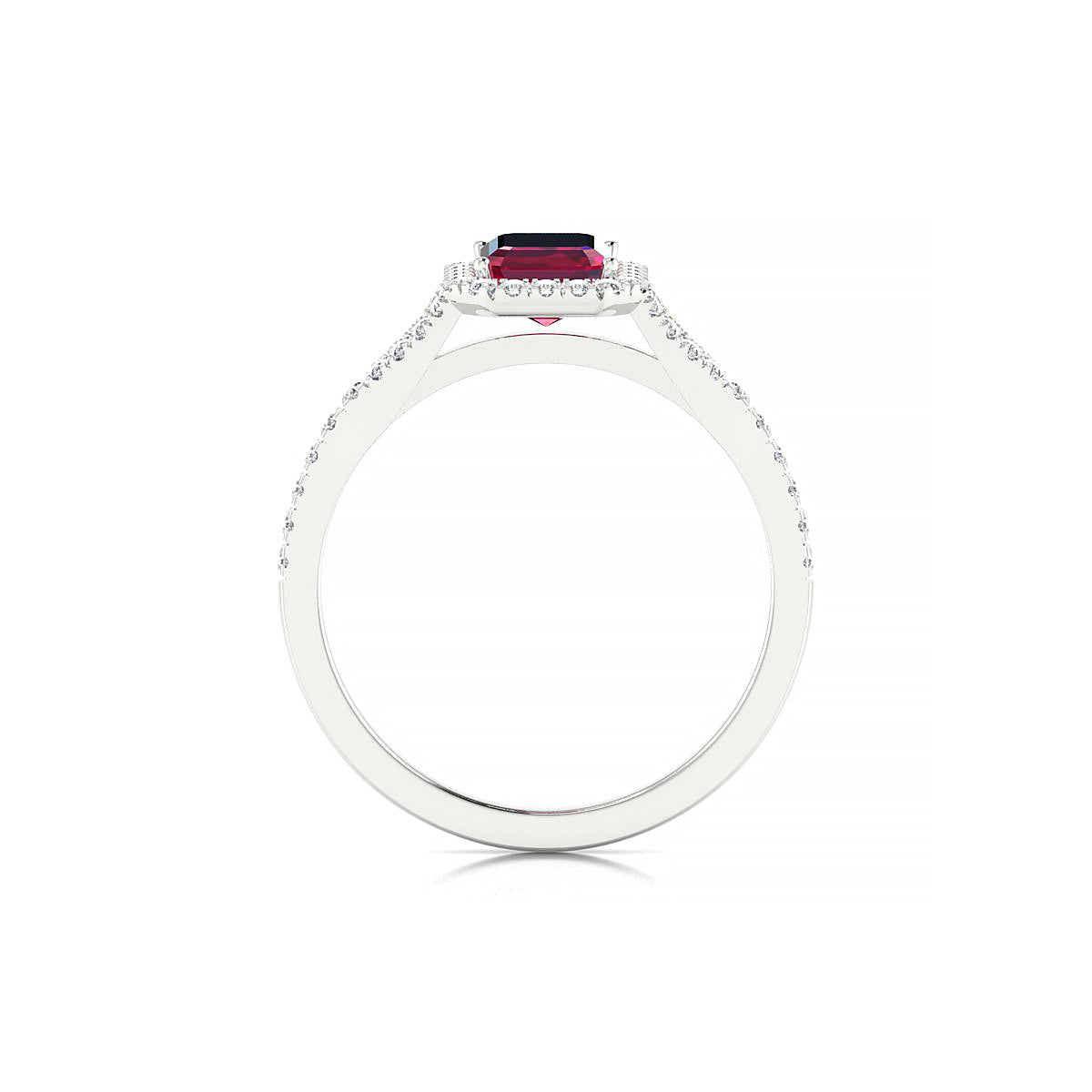 Dream | 18k White Gold 7 x 5 mm Emerald Ruby Ring