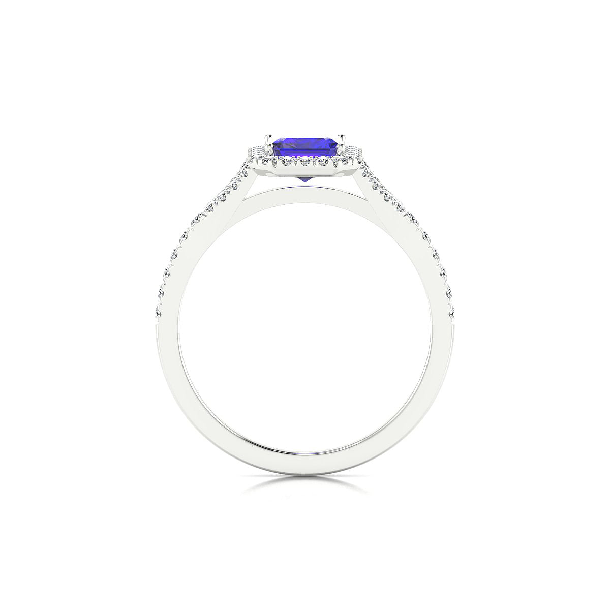 Dream | 18k White Gold 7 x 5 mm Emerald Tanzanite Ring