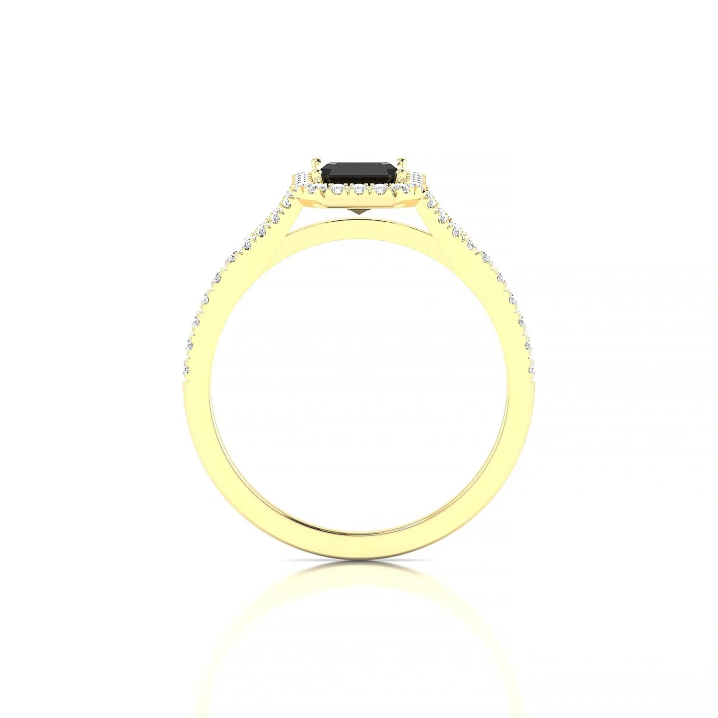 Dream | 18k Yellow Gold 7 x 5 mm Emerald Black Diamond Ring
