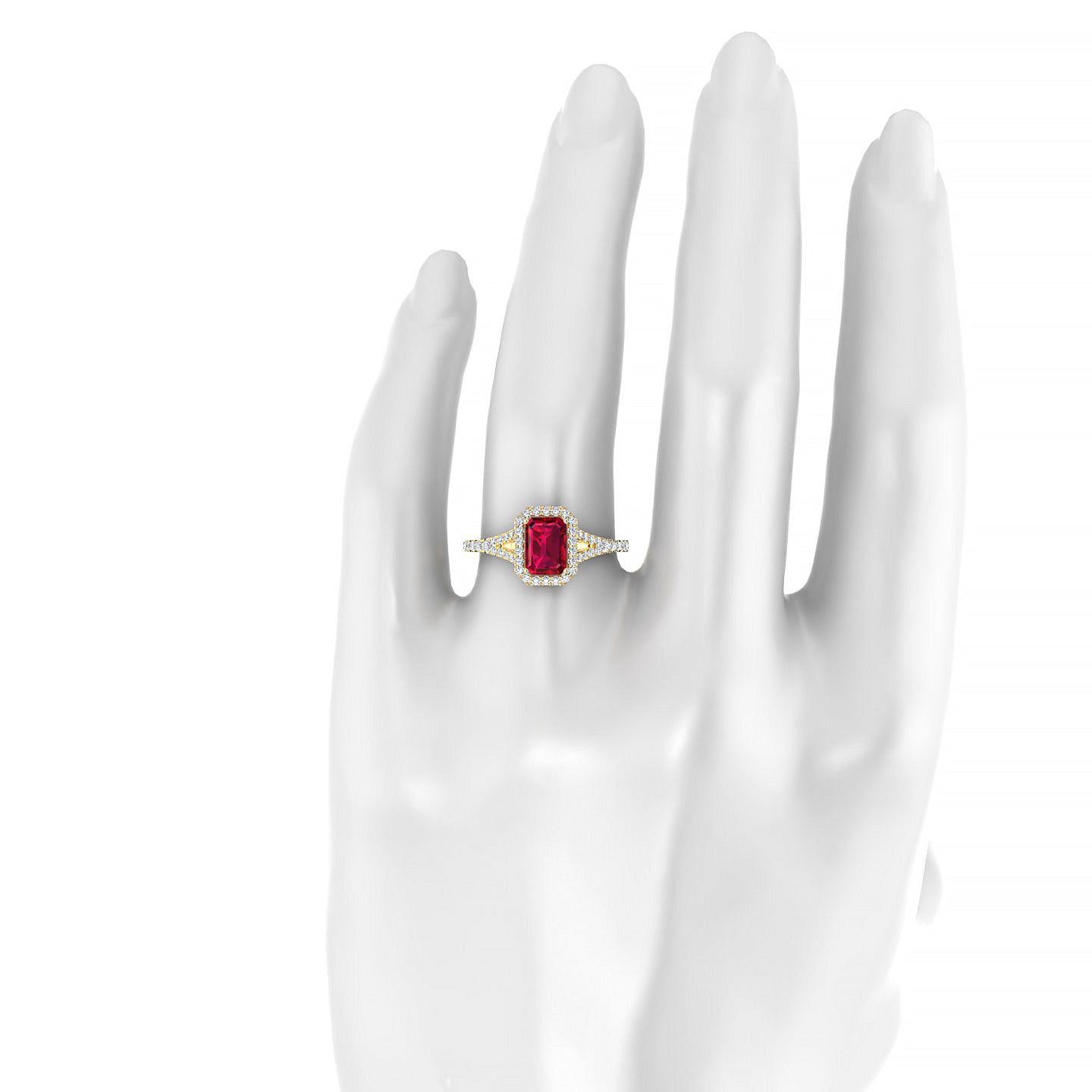 Dream | 18k Yellow Gold 7 x 5 mm Emerald Ruby Ring