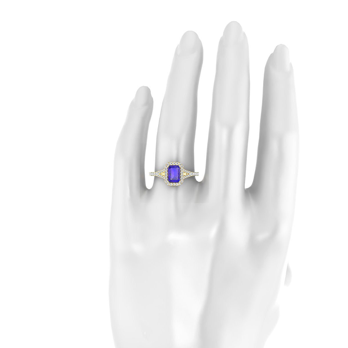 Dream | 18k Yellow Gold 7 x 5 mm Emerald Tanzanite Ring