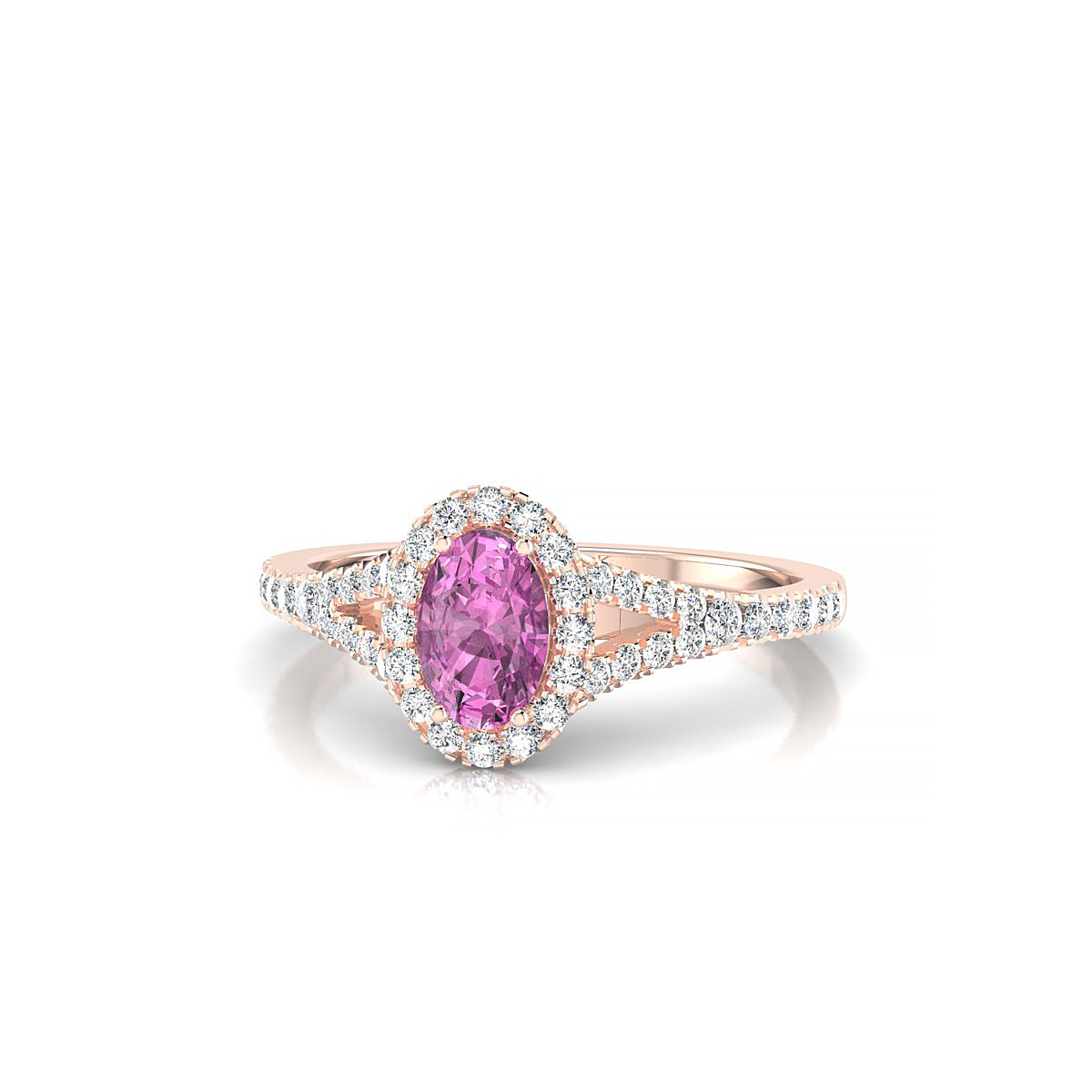Dream | 18k Rose Gold 6 x 4 mm Oval Pink Sapphire Ring
