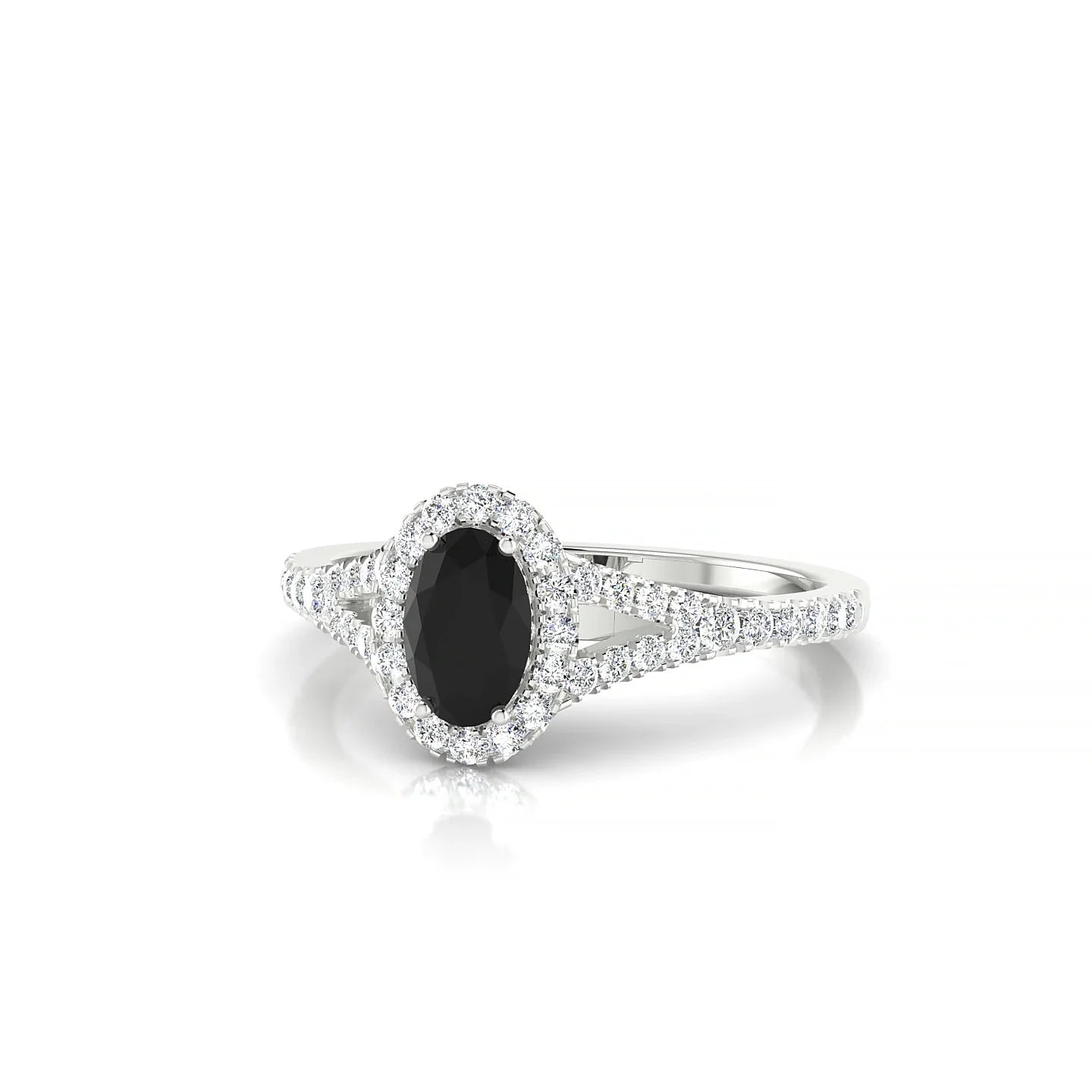 Dream | 18k White Gold 6 x 4 mm Oval Black Diamond Ring
