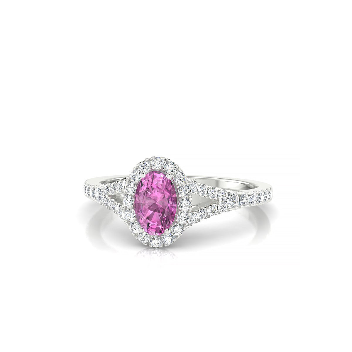 Dream | 18k White Gold 6 x 4 mm Oval Pink Sapphire Ring
