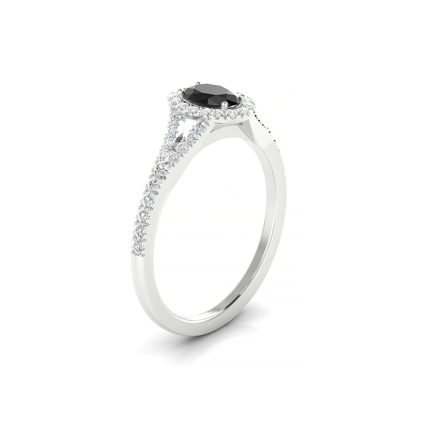 Dream | 18k White Gold 6 x 4 mm Oval Black Diamond Ring