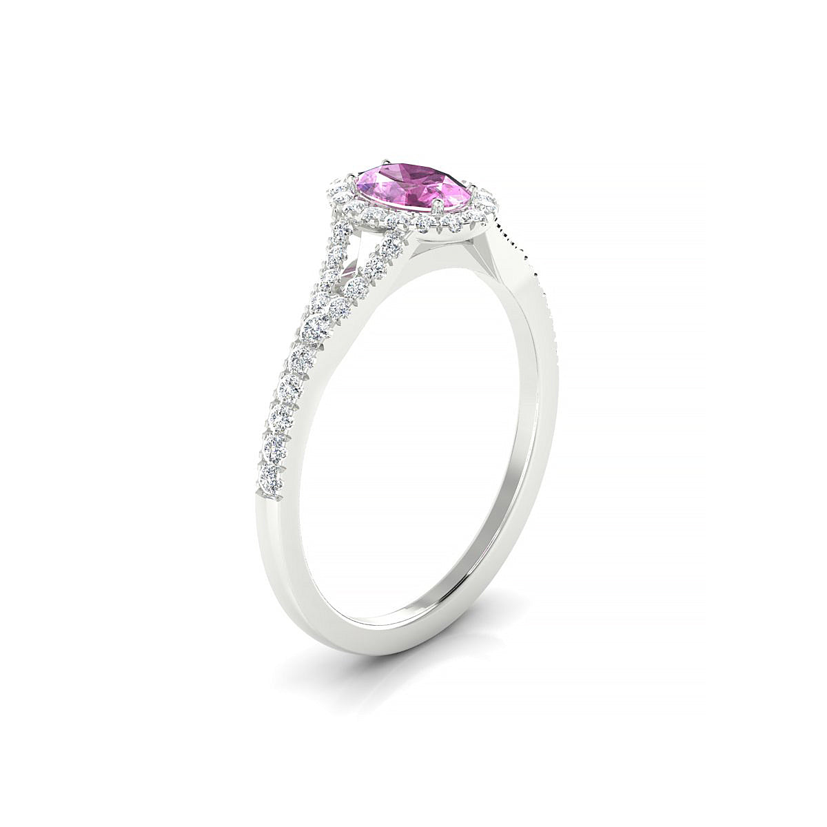 Dream | 18k White Gold 6 x 4 mm Oval Pink Sapphire Ring