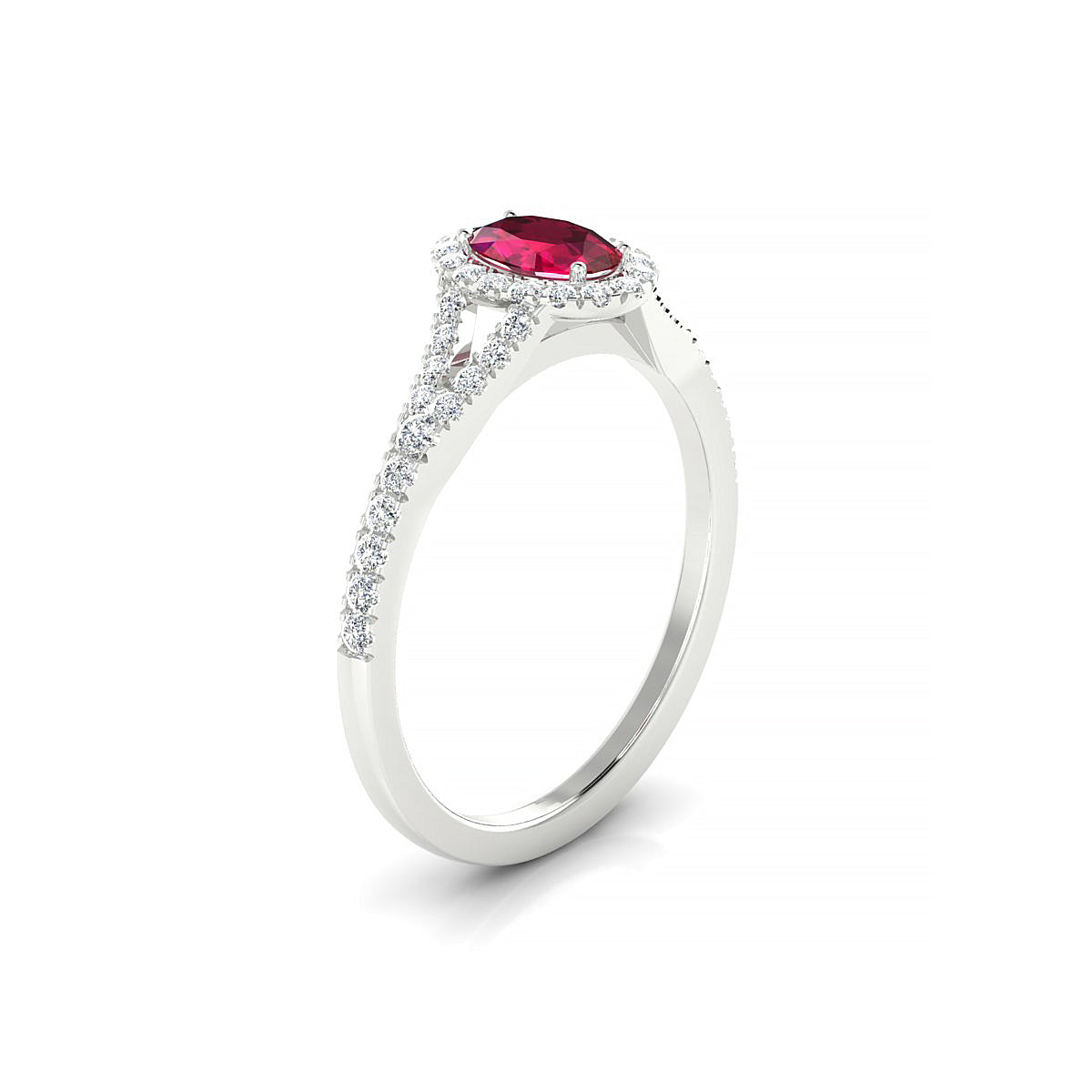 Dream | 18k White Gold 6 x 4 mm Oval Ruby Ring