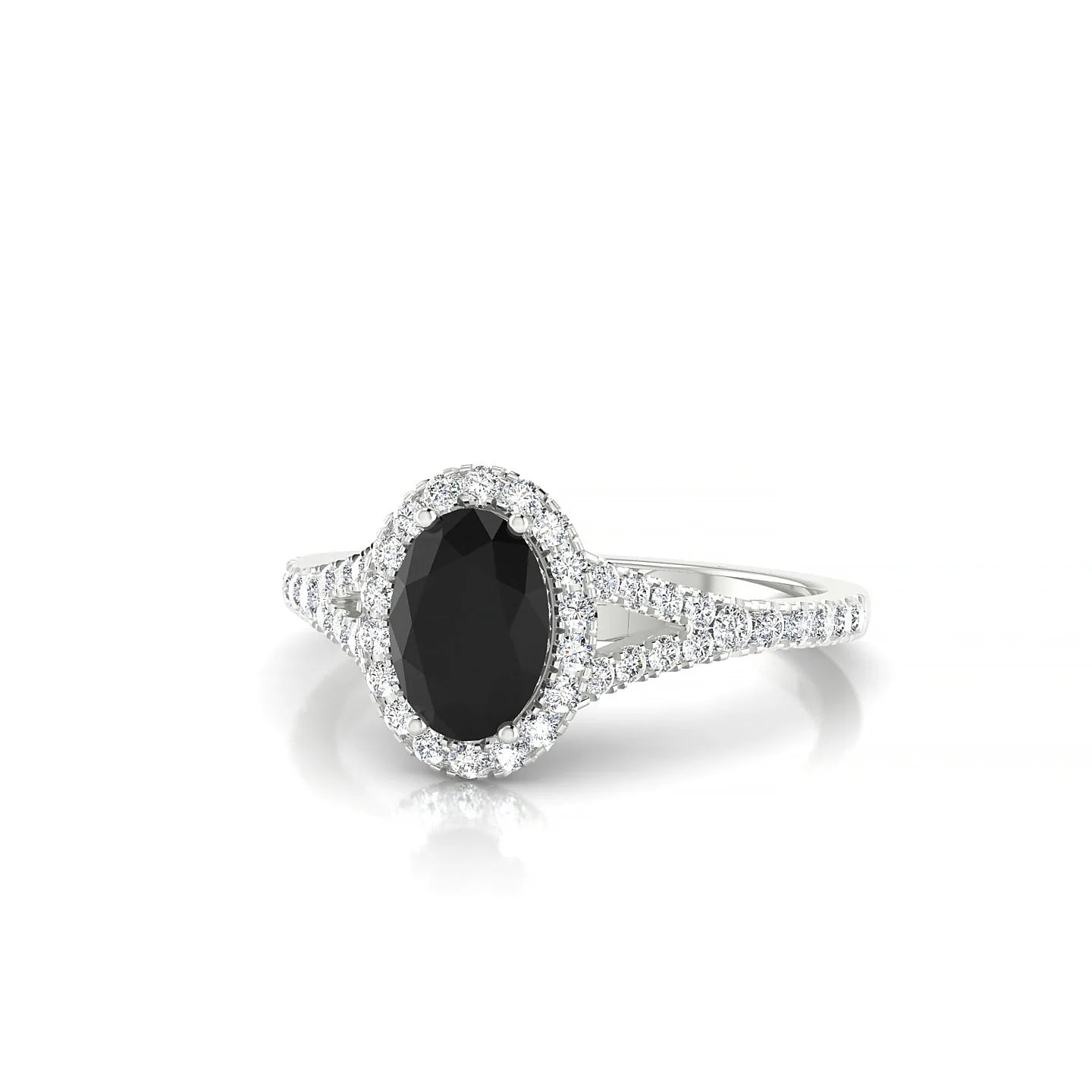 Dream | 18k White Gold 7 x 5 mm Oval Black Diamond Ring