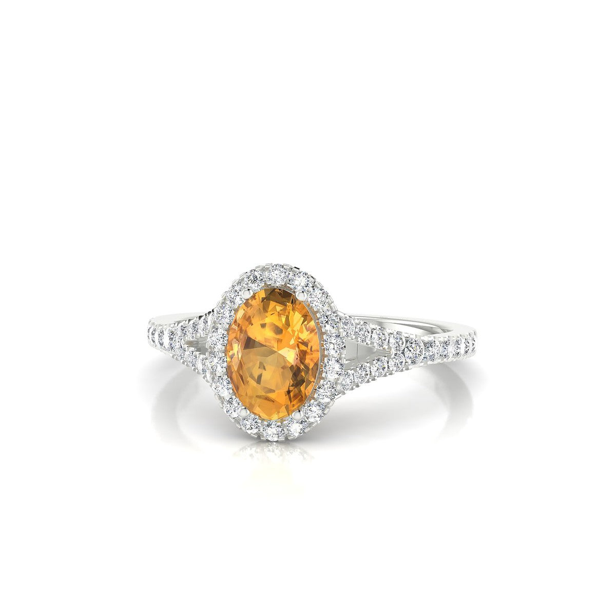 Dream | 18k White Gold 7 x 5 mm Oval Citrine Ring