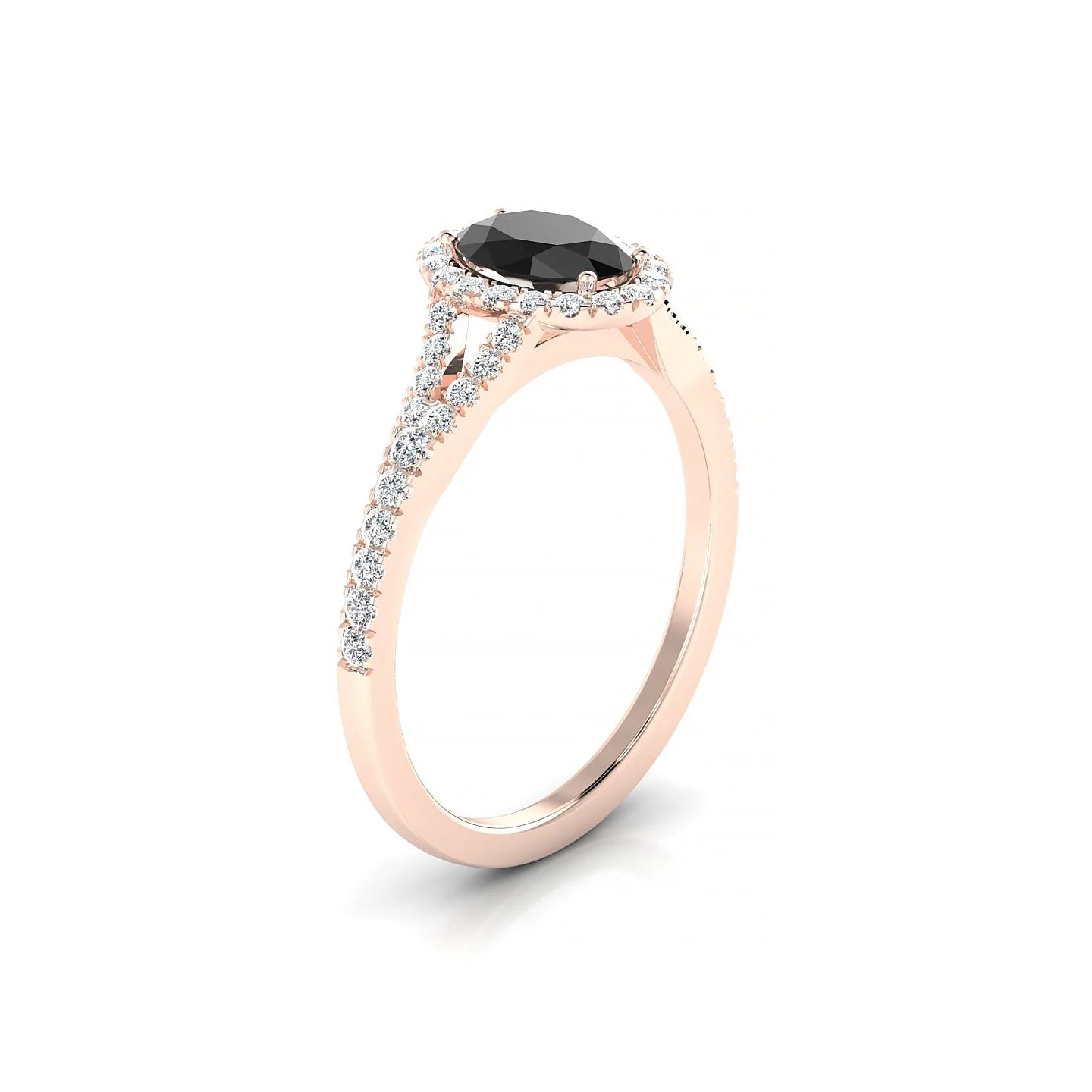 Dream | 18k Rose Gold 7 x 5 mm Oval Black Diamond Ring