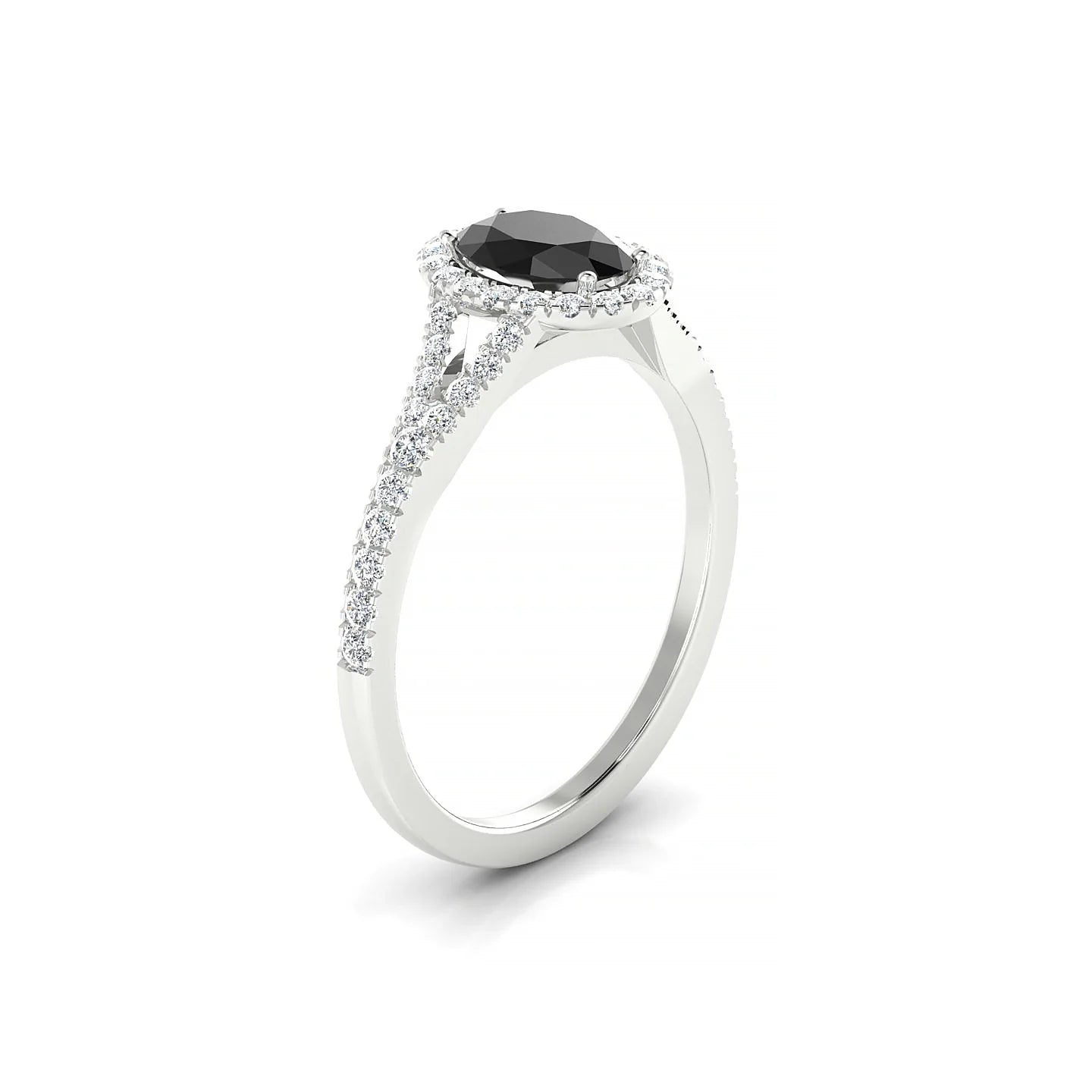 Dream | 18k White Gold 7 x 5 mm Oval Black Diamond Ring