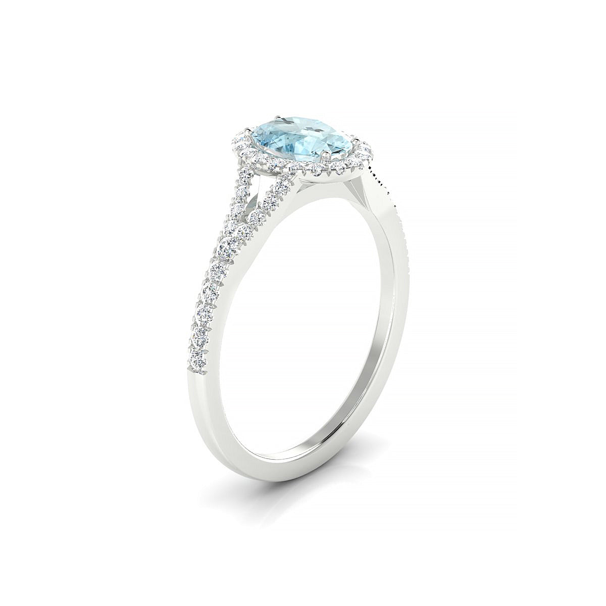Dream | 18k White Gold 7 x 5 mm Oval Aquamarine Ring