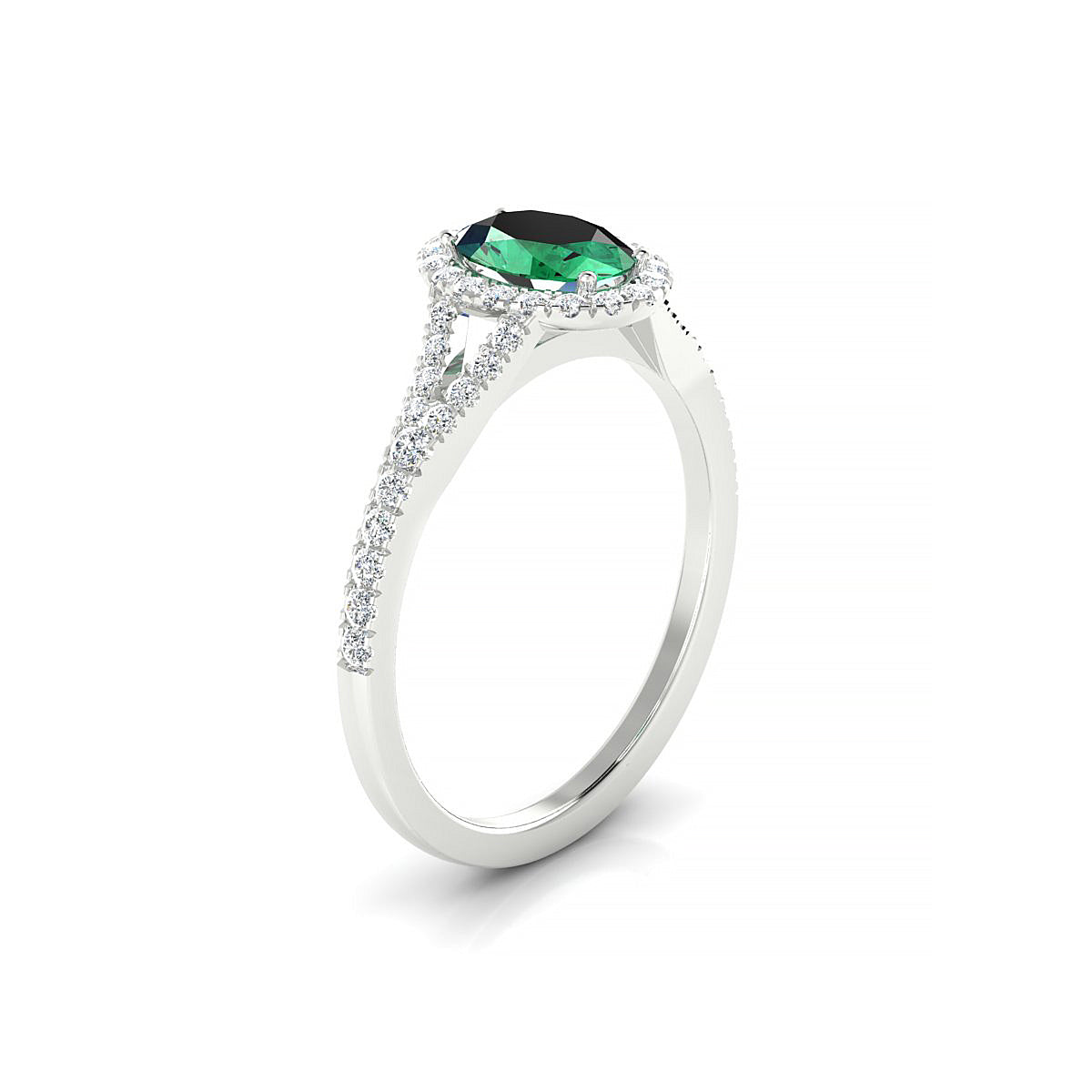 Dream | 18k White Gold 7 x 5 mm Oval Emerald Ring