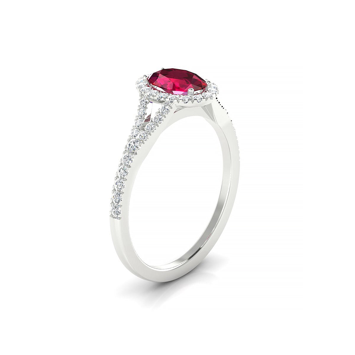 Dream | 18k White Gold 7 x 5 mm Oval Ruby Ring