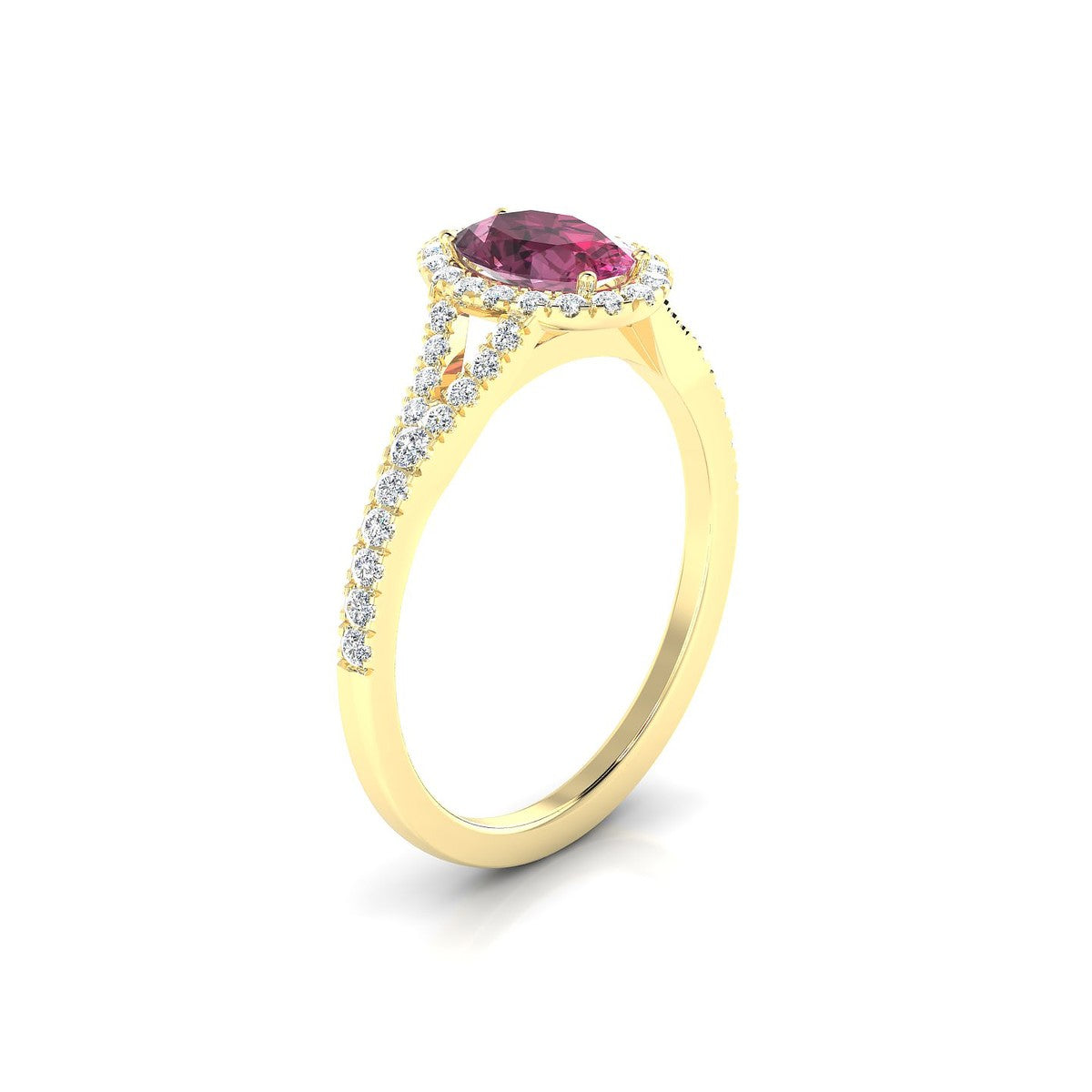 Dream | 18k Yellow Gold 7 x 5 mm Oval Rhodolite Ring