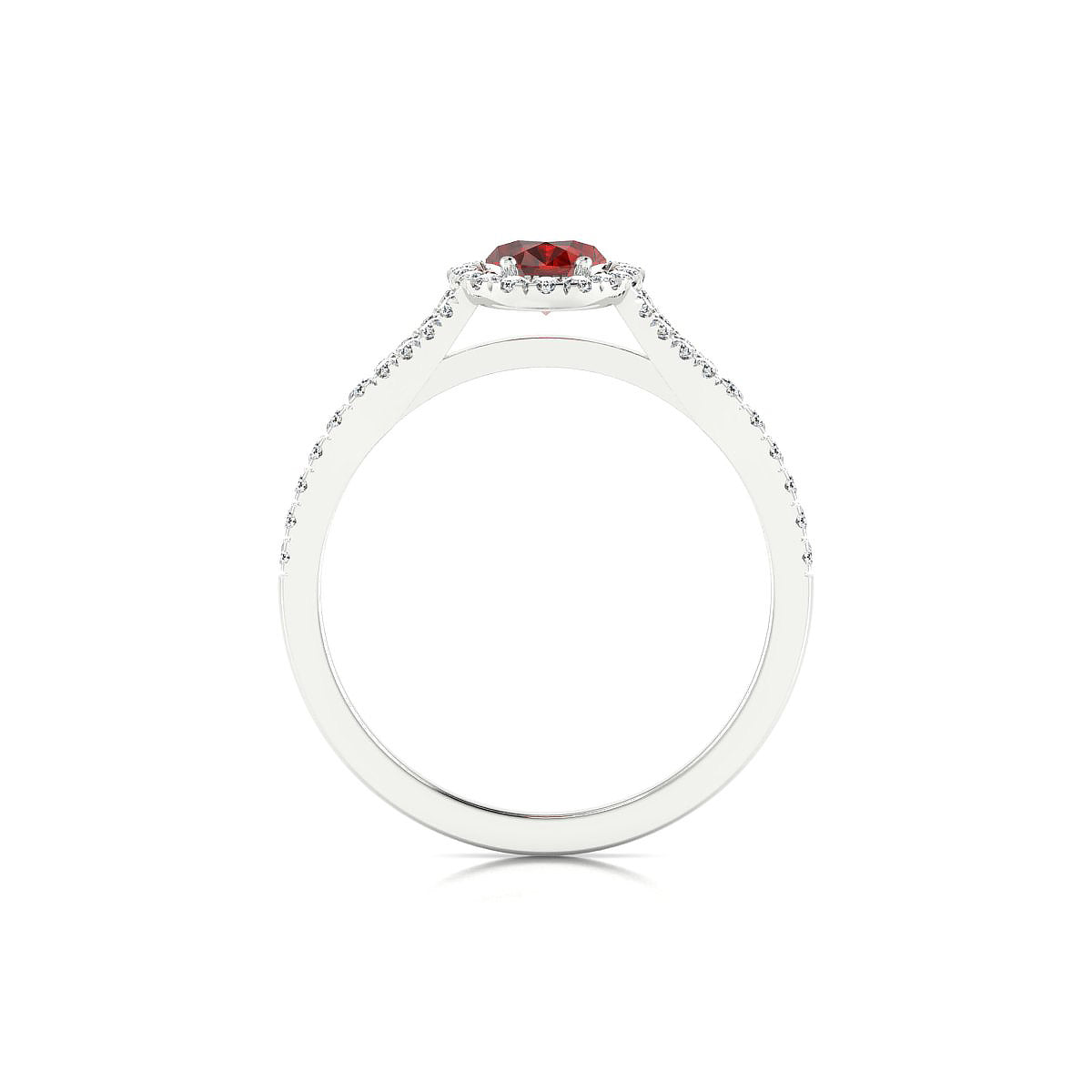 Dream | 18k White Gold 7 x 5 mm Oval Garnet Ring