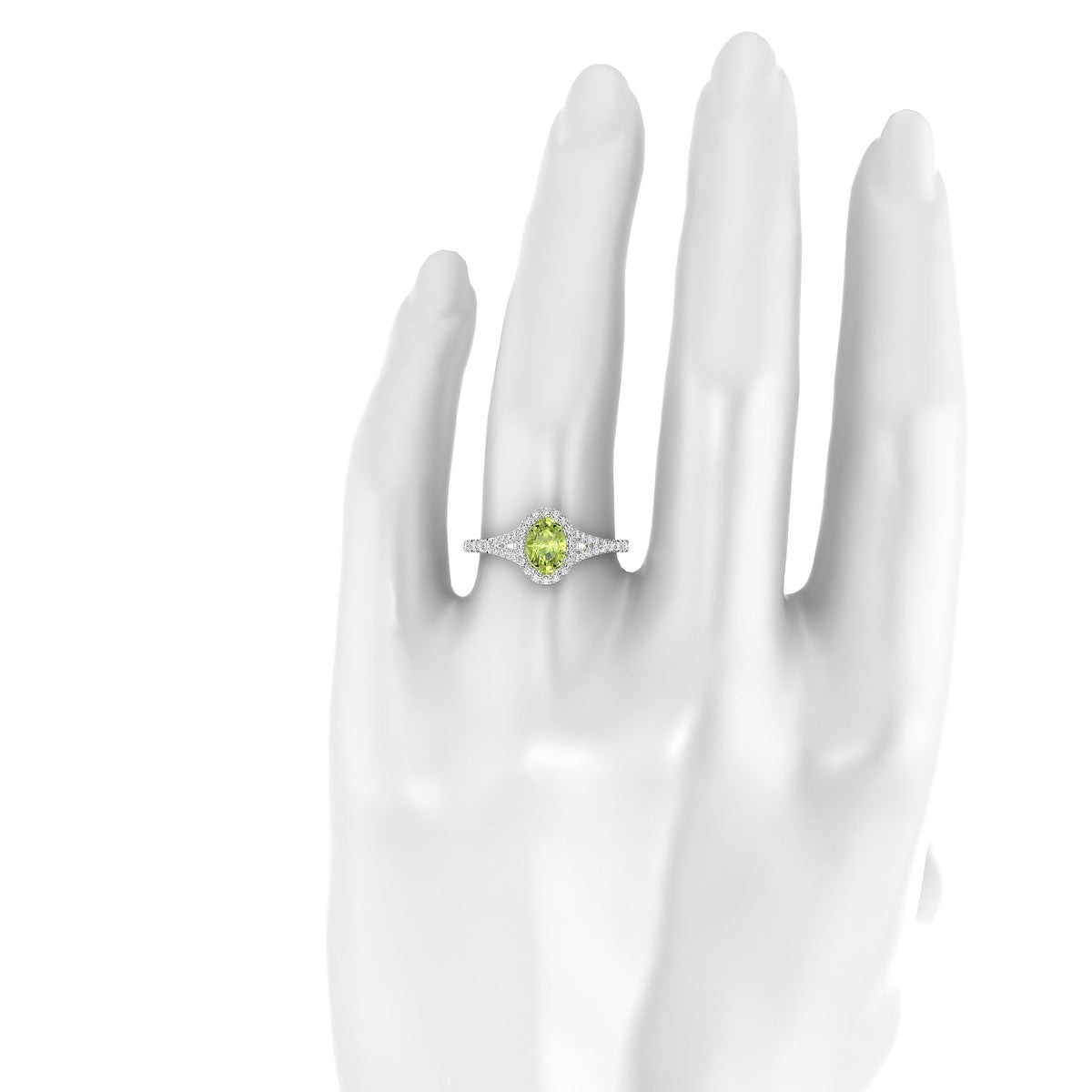 Dream | 18k White Gold 7 x 5 mm Oval Peridot Ring