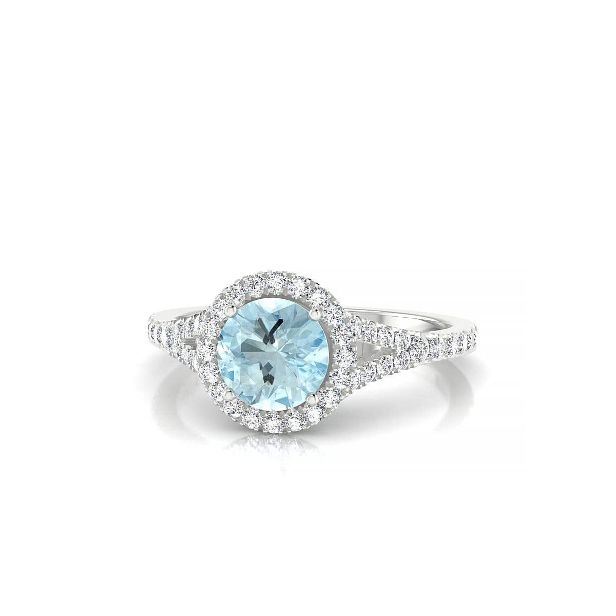 Dream | 18k White Gold 6 mm Round Aquamarine Ring
