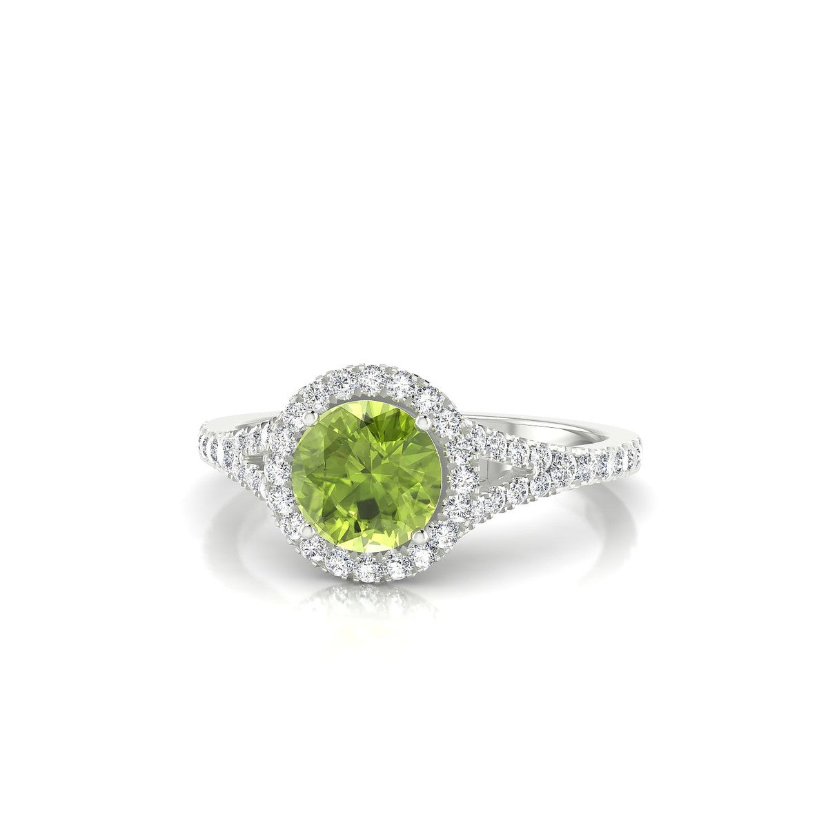 Dream | 18k White Gold 6 mm Round Peridot Ring