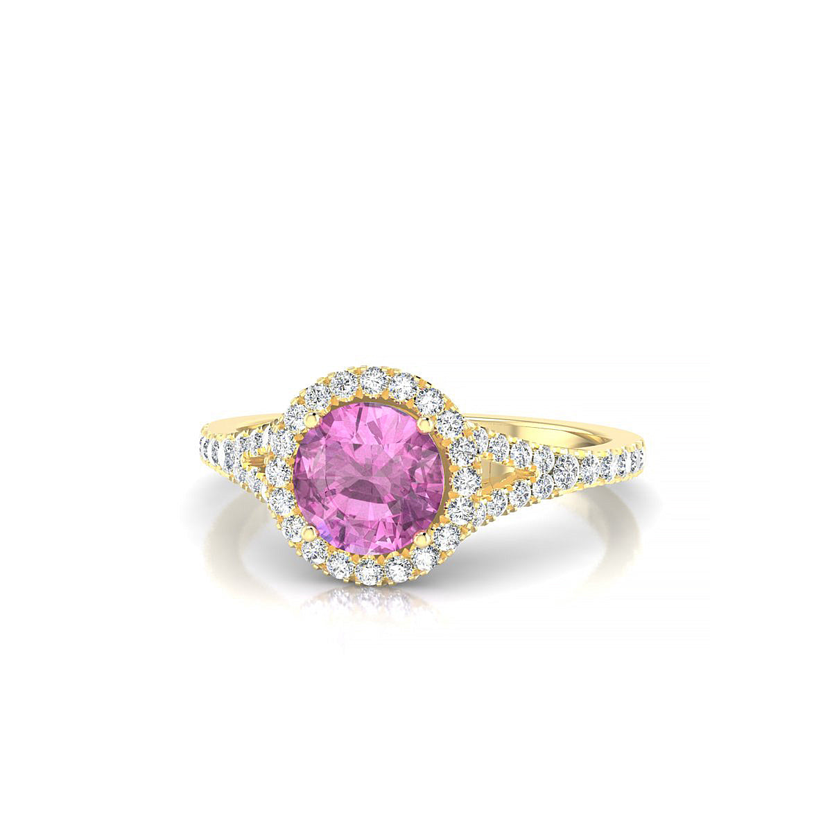 Dream | 18k Yellow Gold 6 mm Round Pink Sapphire Ring