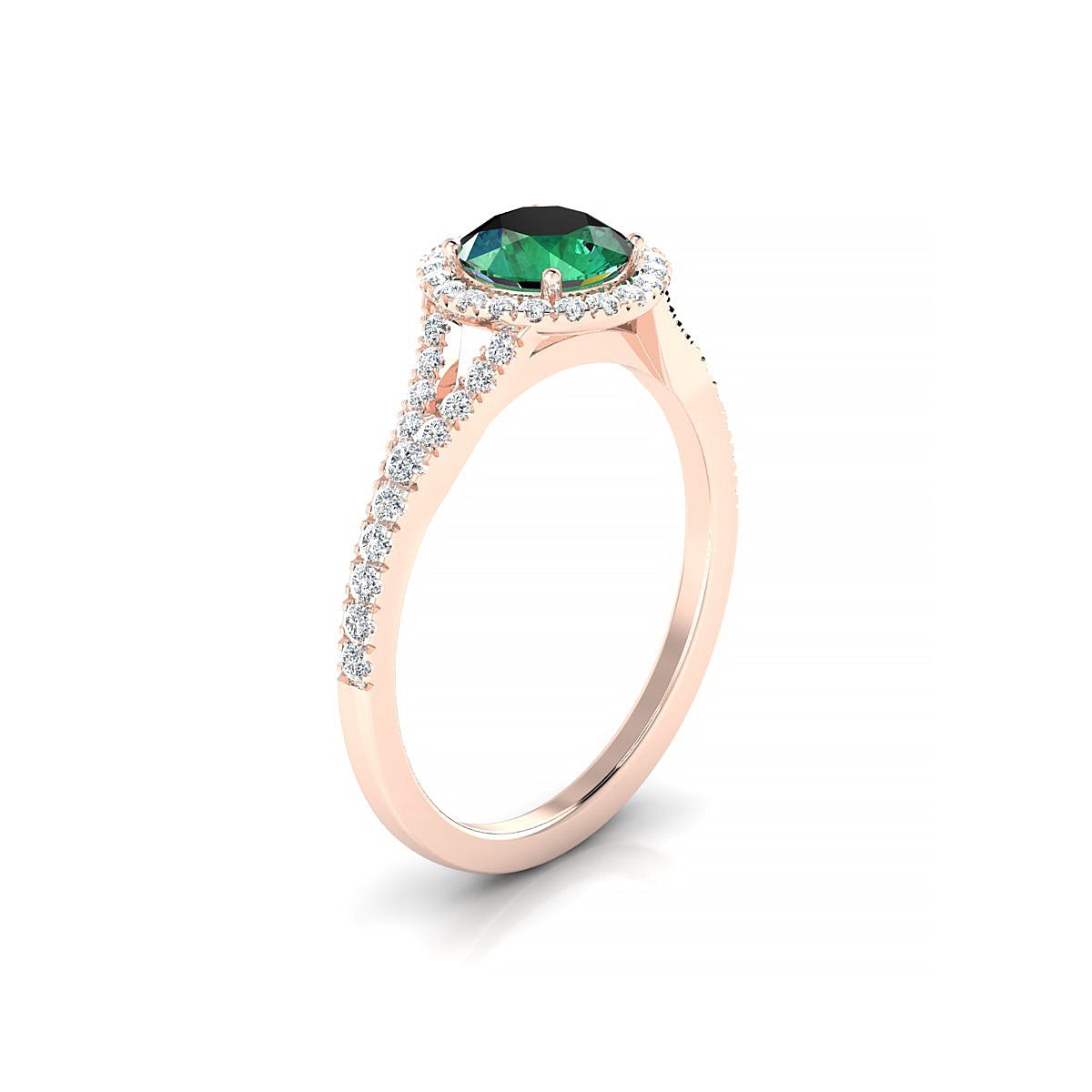 Dream | 18k Rose Gold 6 mm Round Emerald Ring