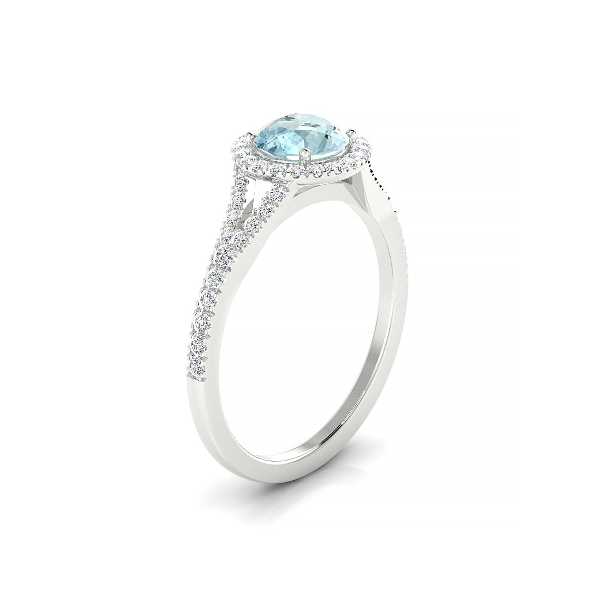 Dream | 18k White Gold 6 mm Round Aquamarine Ring