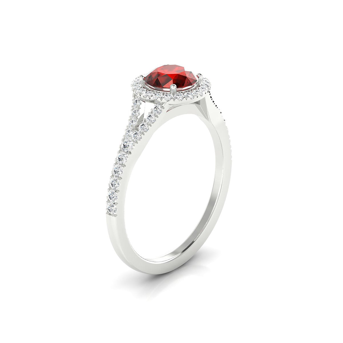 Dream | 18k White Gold 6 mm Round Garnet Ring