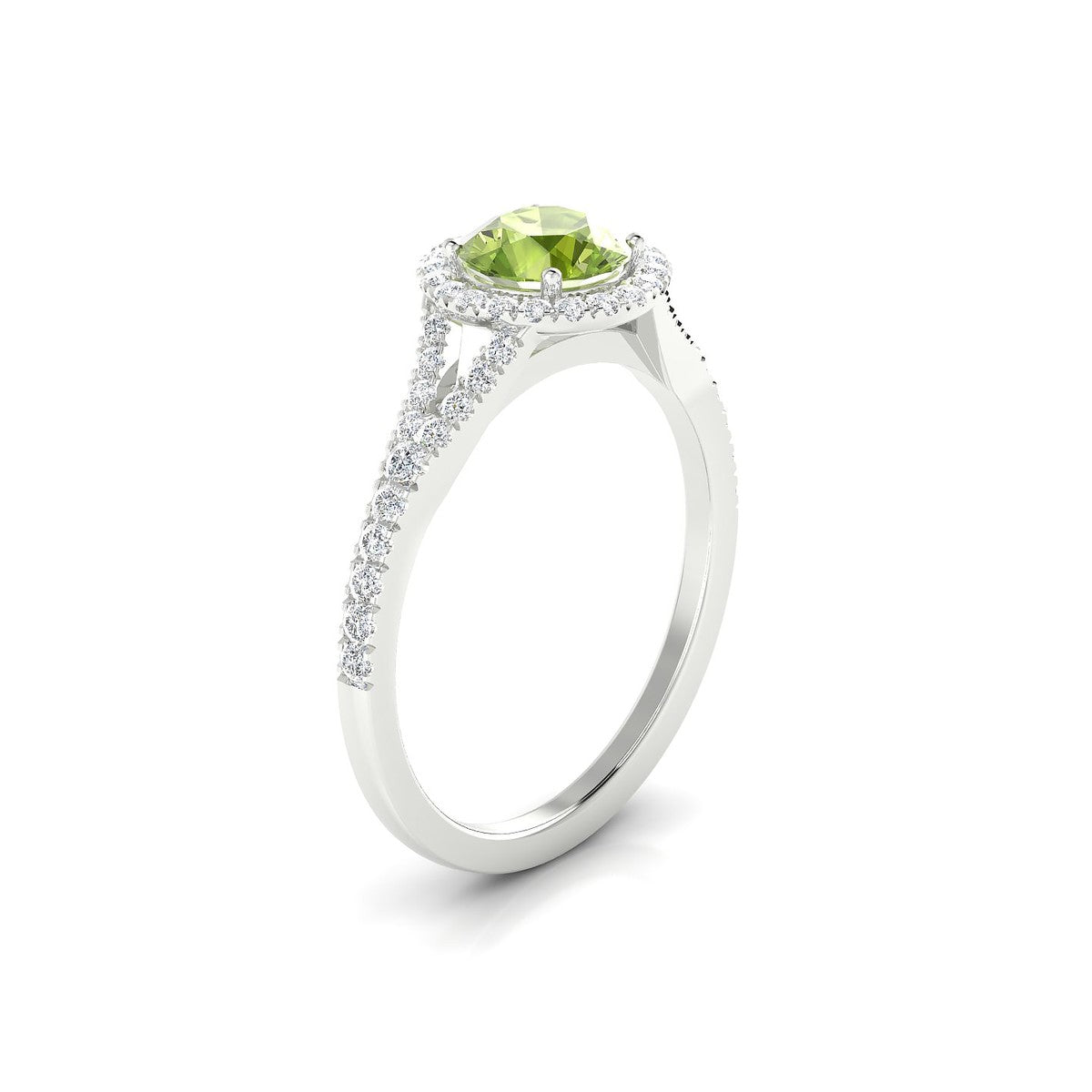 Dream | 18k White Gold 6 mm Round Peridot Ring