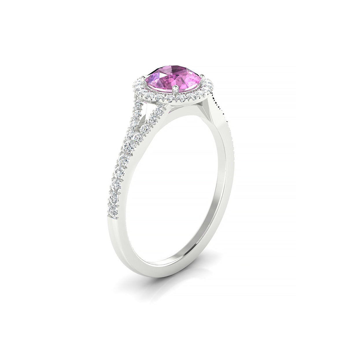 Dream | 18k White Gold 6 mm Round Pink Sapphire Ring
