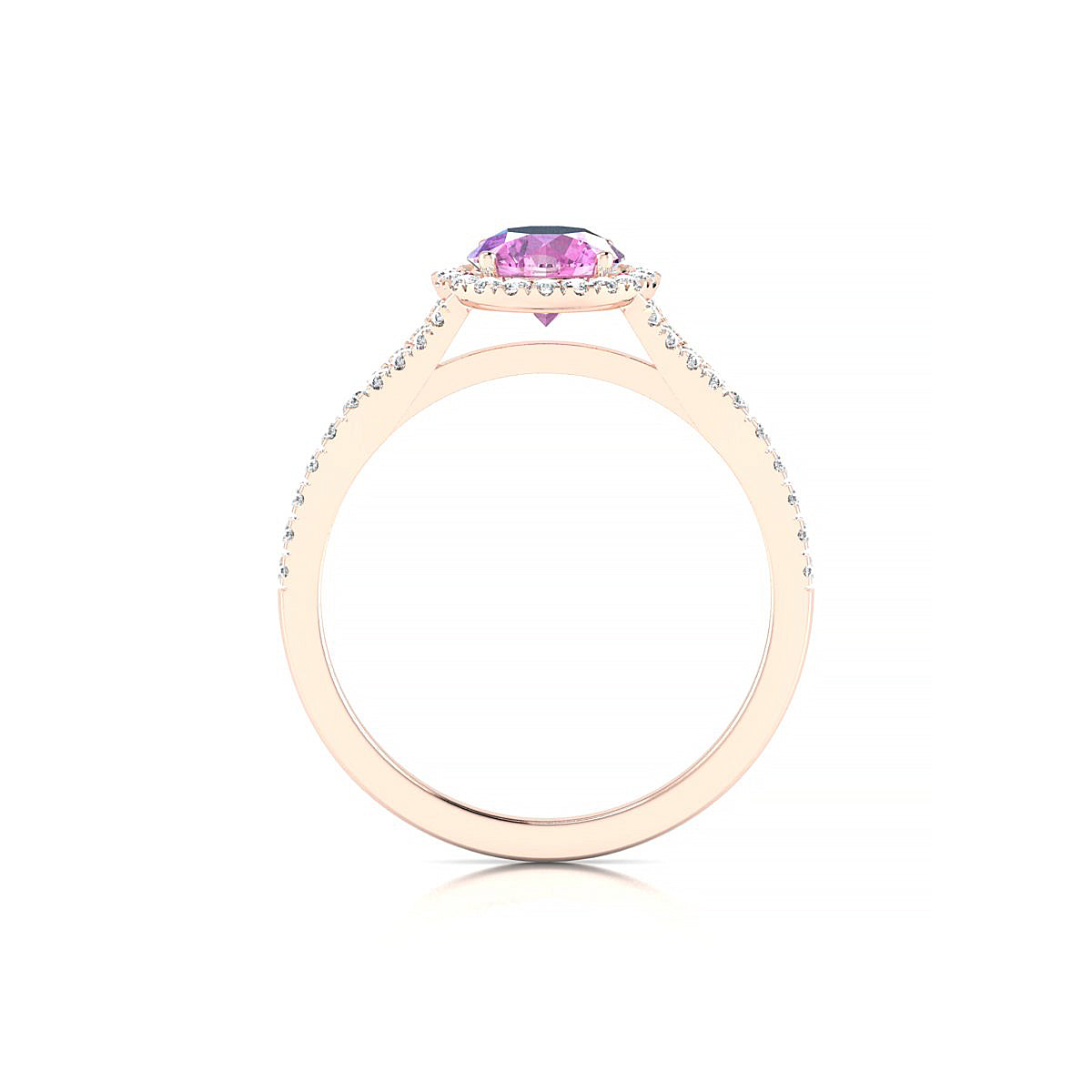 Dream | 18k Rose Gold 6 mm Round Pink Sapphire Ring