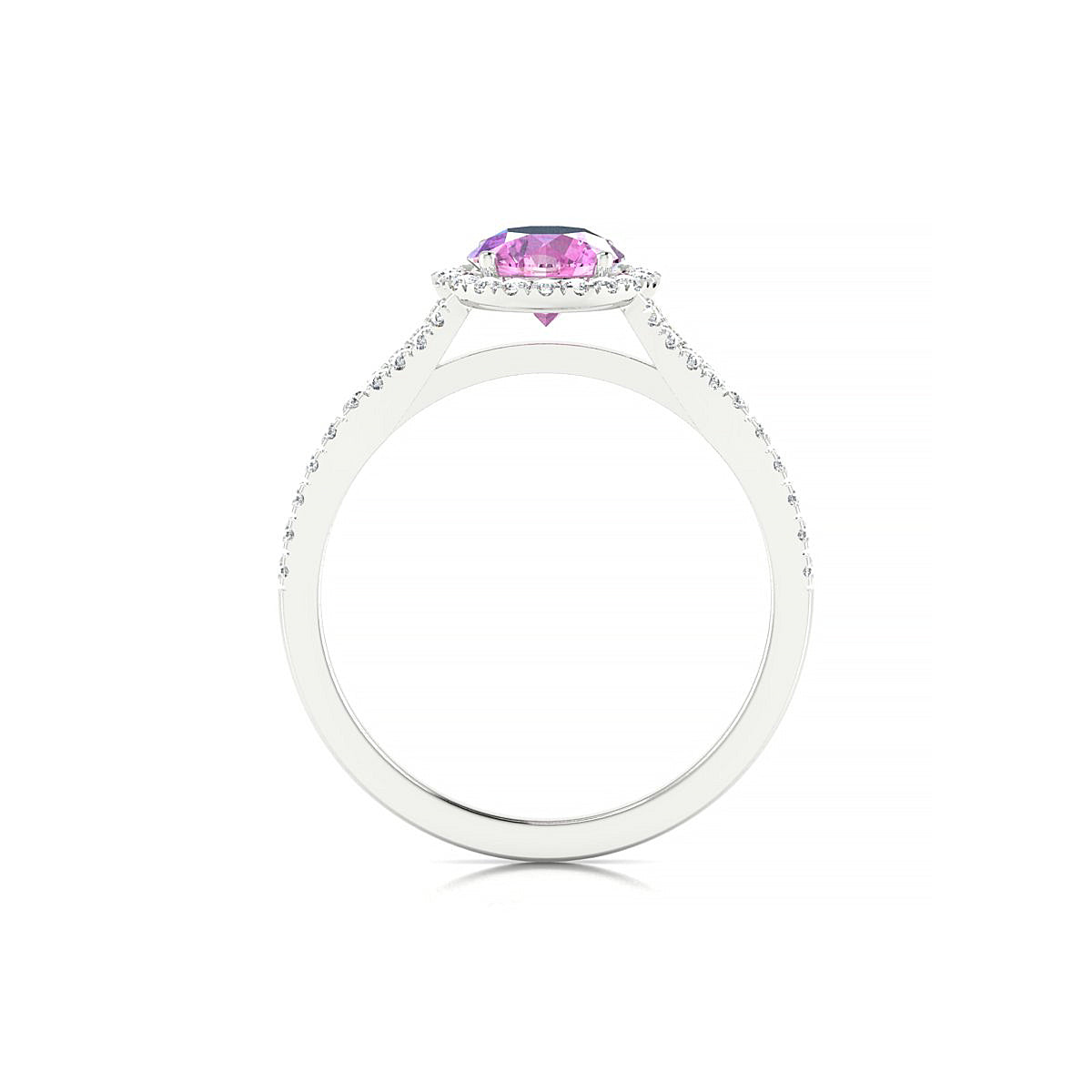 Dream | 18k White Gold 6 mm Round Pink Sapphire Ring