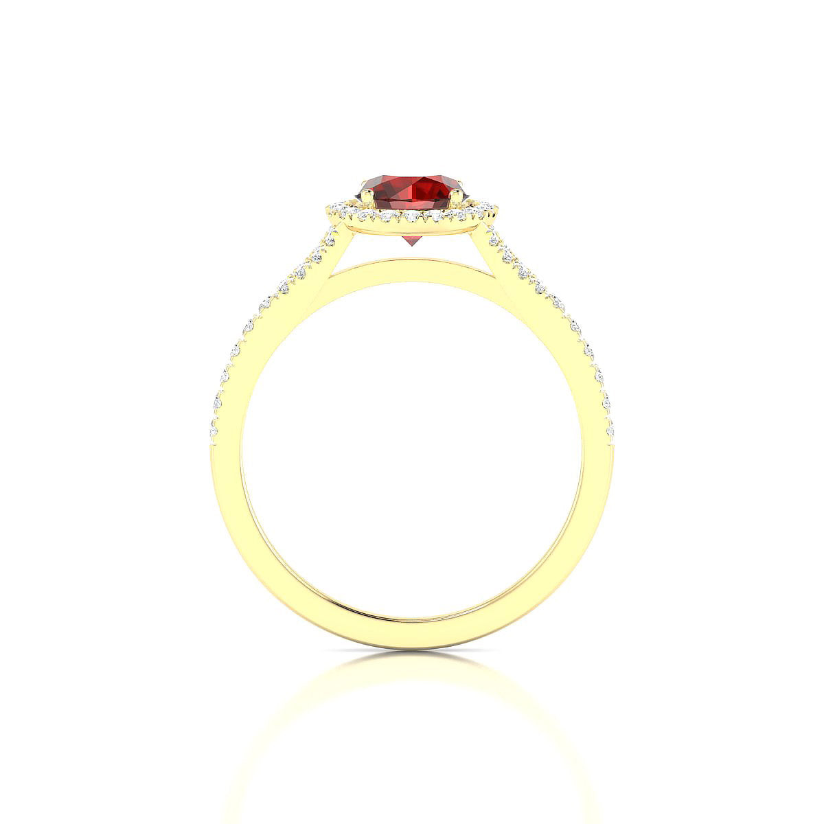Dream | 18k Yellow Gold 6 mm Round Garnet Ring