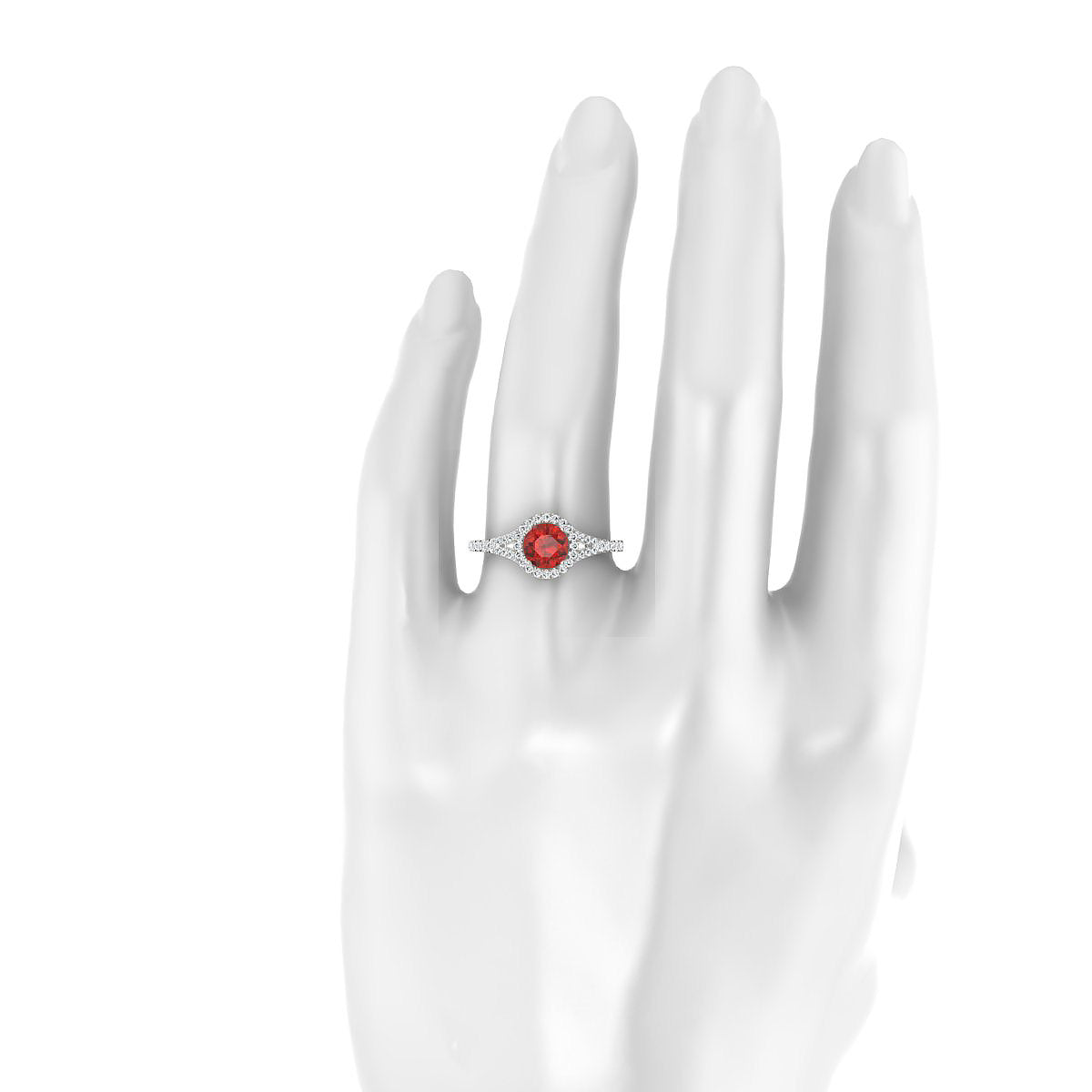 Dream | 18k White Gold 6 mm Round Garnet Ring
