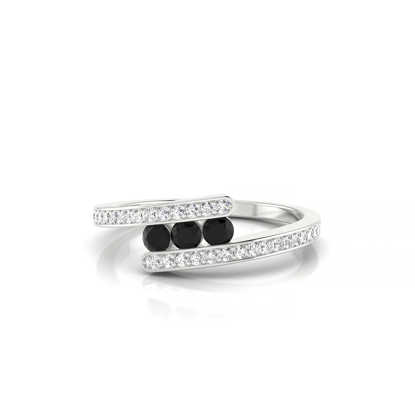 Drift | 18k White Gold 2.5 mm Round Black Diamond Ring