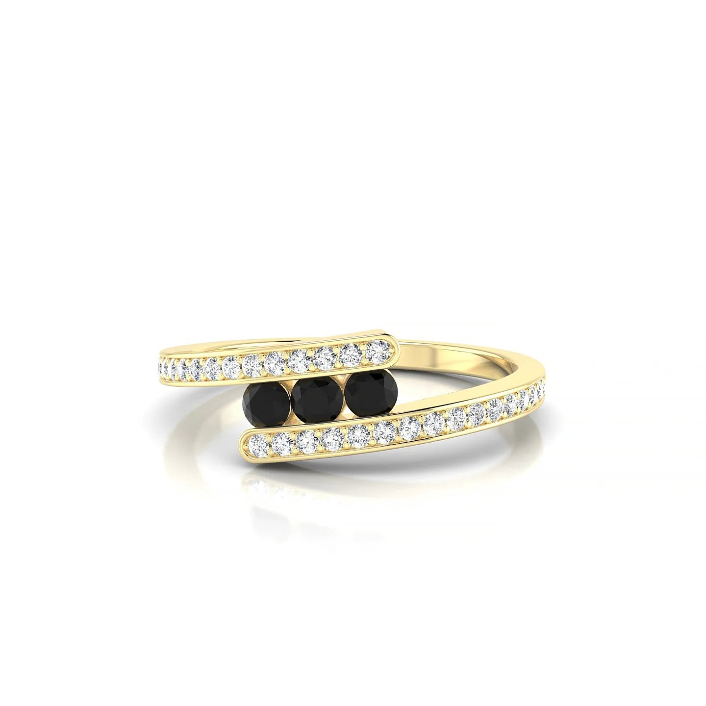 Drift | 18k Yellow Gold 2.5 mm Round Black Diamond Ring