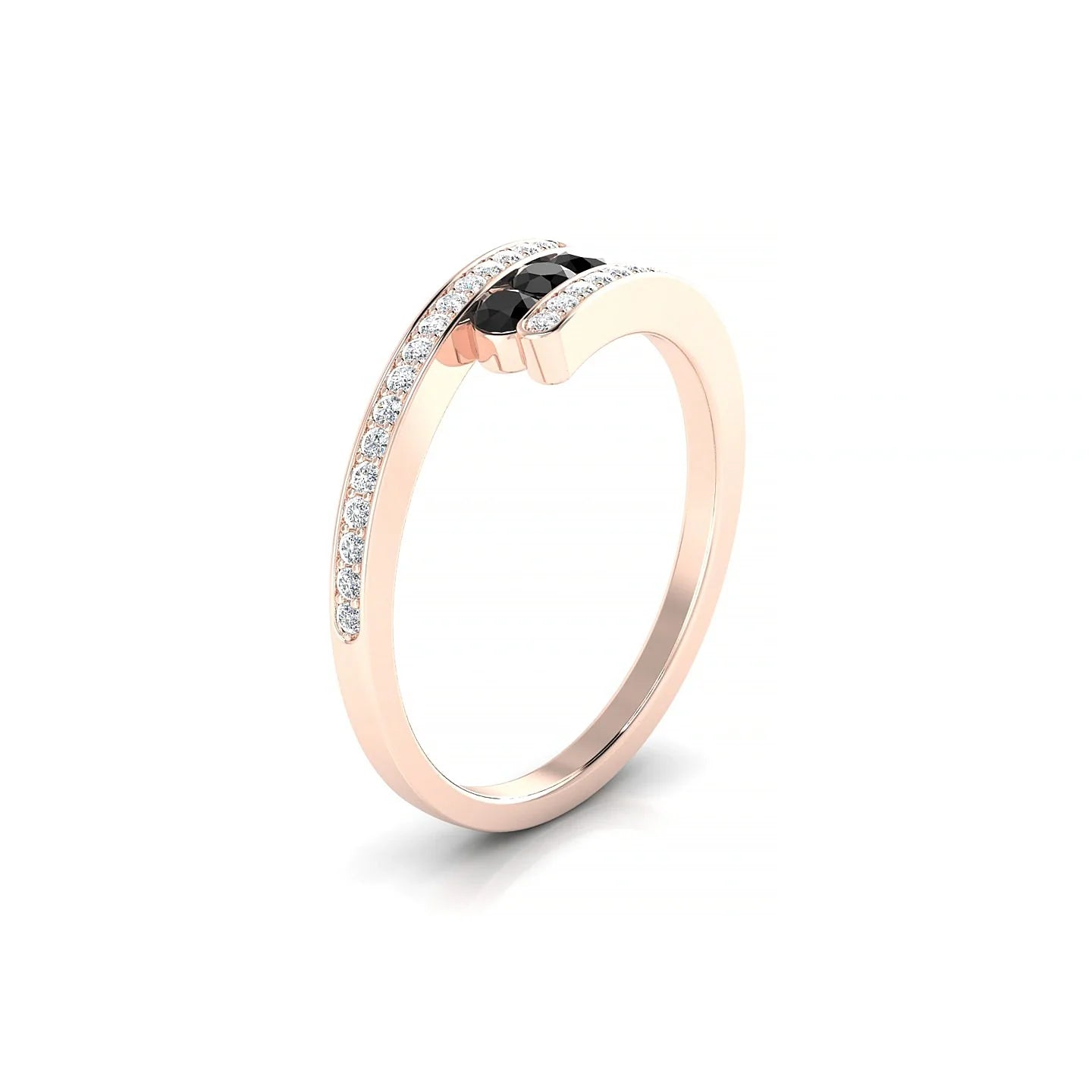 Drift | 18k Rose Gold 2.5 mm Round Black Diamond Ring