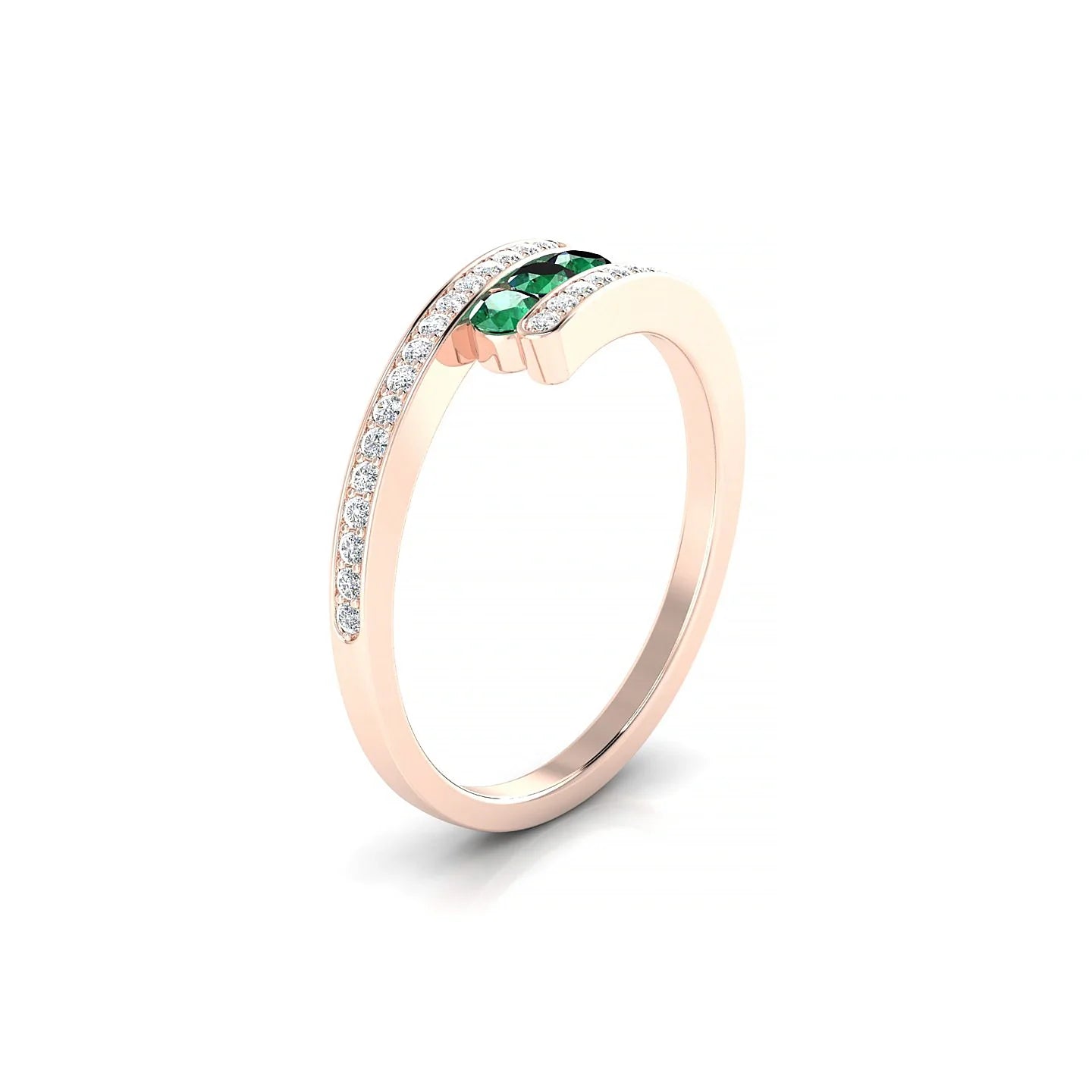 Drift | 18k Rose Gold 2.5 mm Round Emerald Ring
