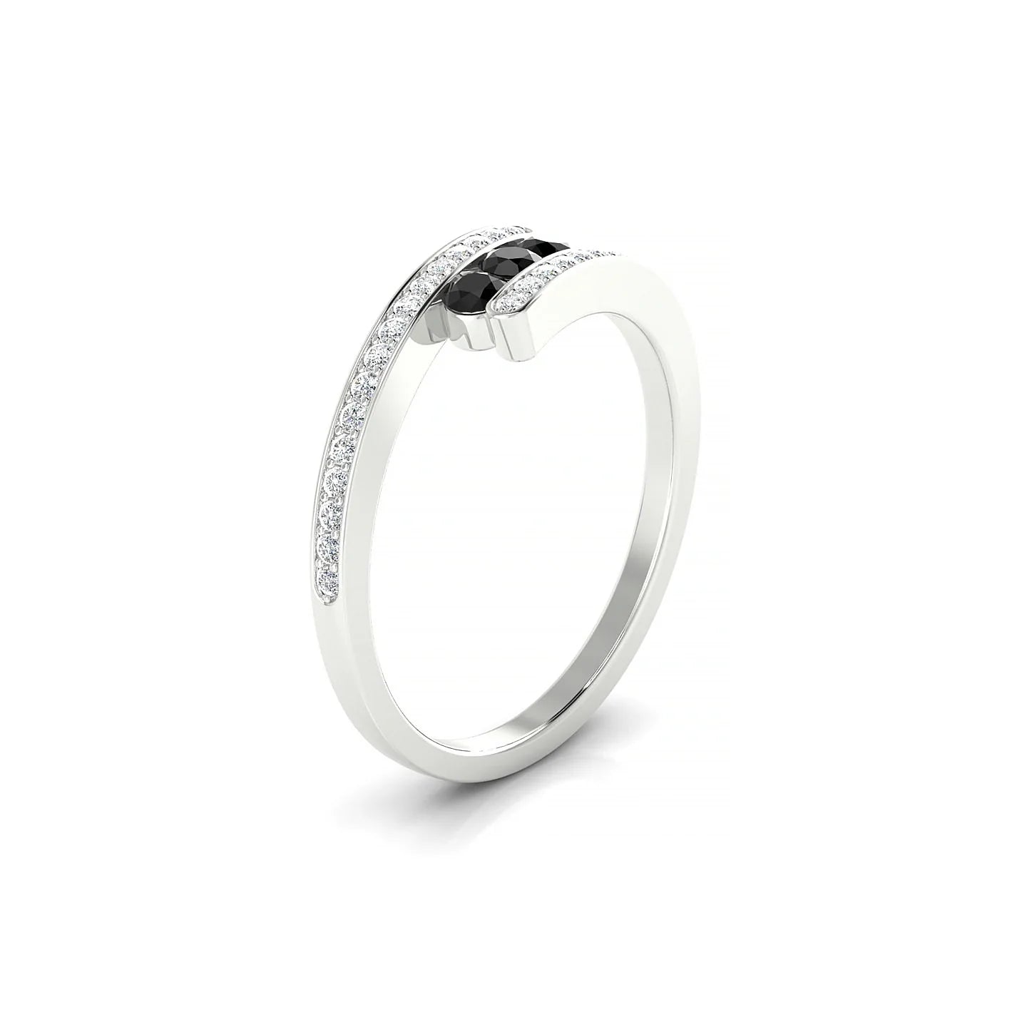 Drift | 18k White Gold 2.5 mm Round Black Diamond Ring