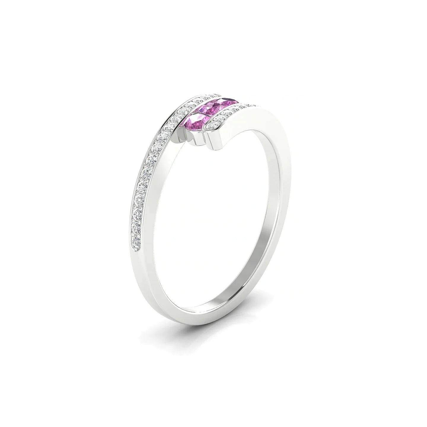 Drift | 18k White Gold 2.5 mm Round Pink Sapphire Ring